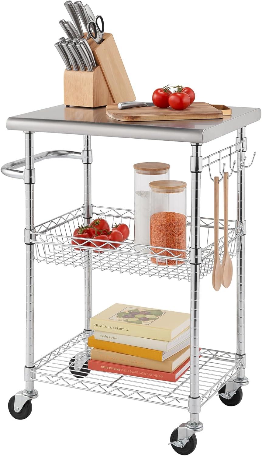 TRINITY EcoStorage® 24" Stainless Steel Kitchen Cart, NSF - Chrome