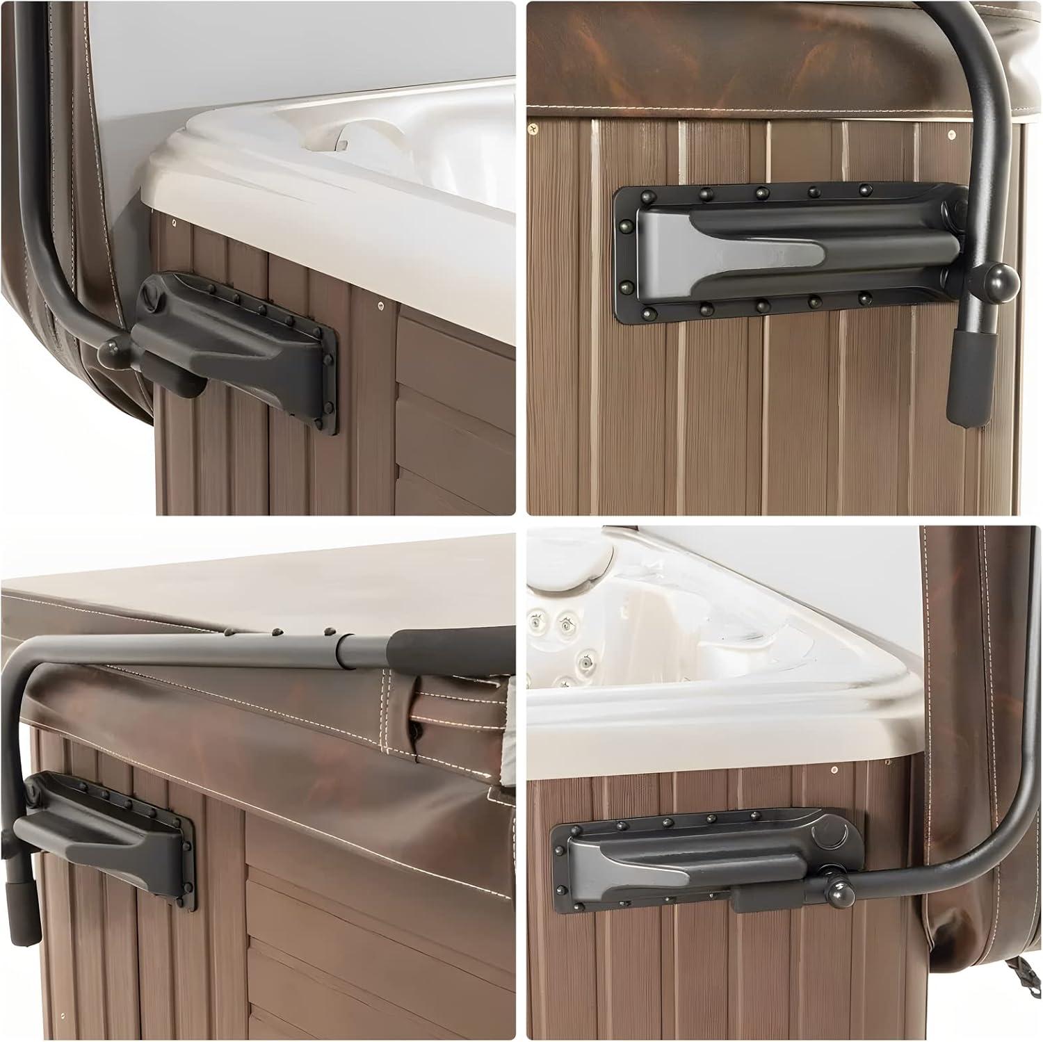 Powder-Coated Aluminum Spa and Hot Tub Cover Lift with Towel Rack