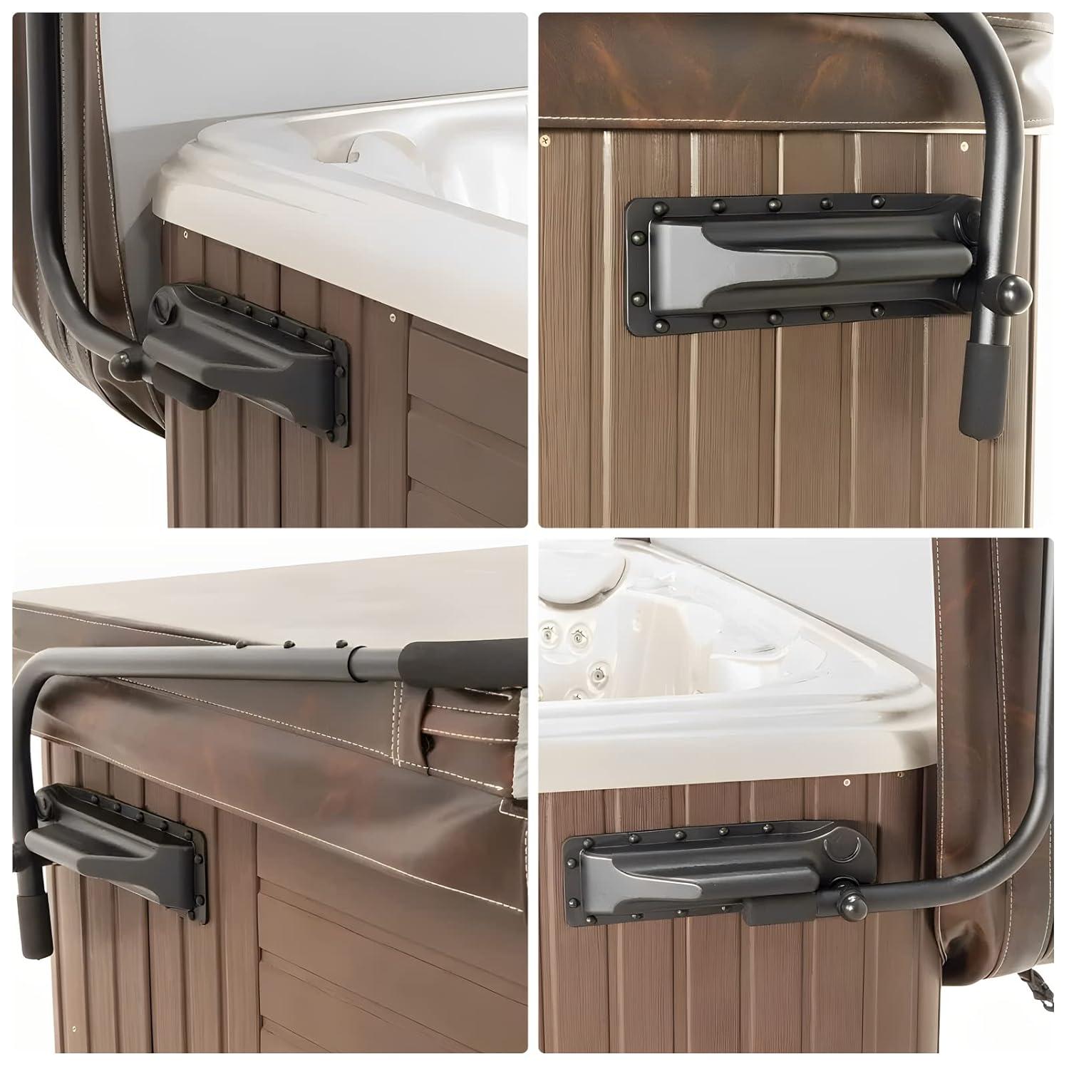 Powder-Coated Aluminum Spa and Hot Tub Cover Lift with Towel Rack