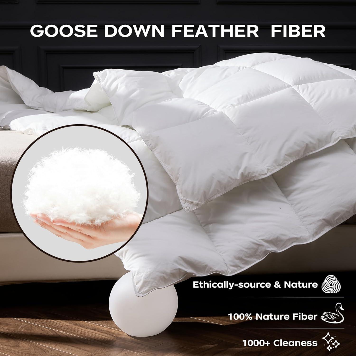 Peace Nest 600 Fill Power Goose Down and Feather All Season Comforter Duvet Insert