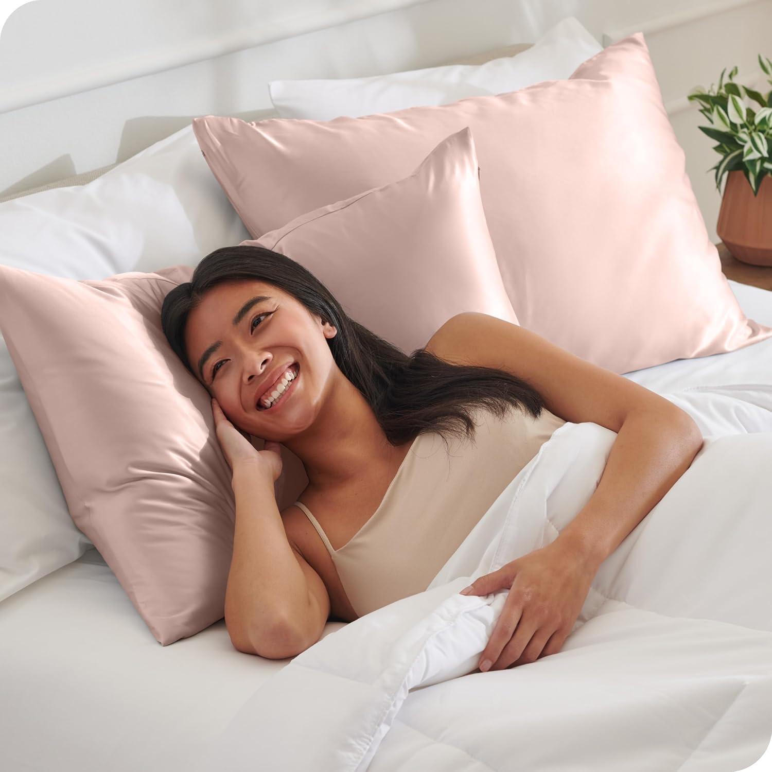 Bare Home Soft Poly Satin Pillowcase Set