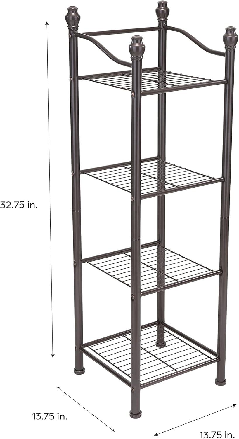 Organize It All Free Standing 4 Tier Shelf Bathroom Storage Tower Oil Rubbed Bronze