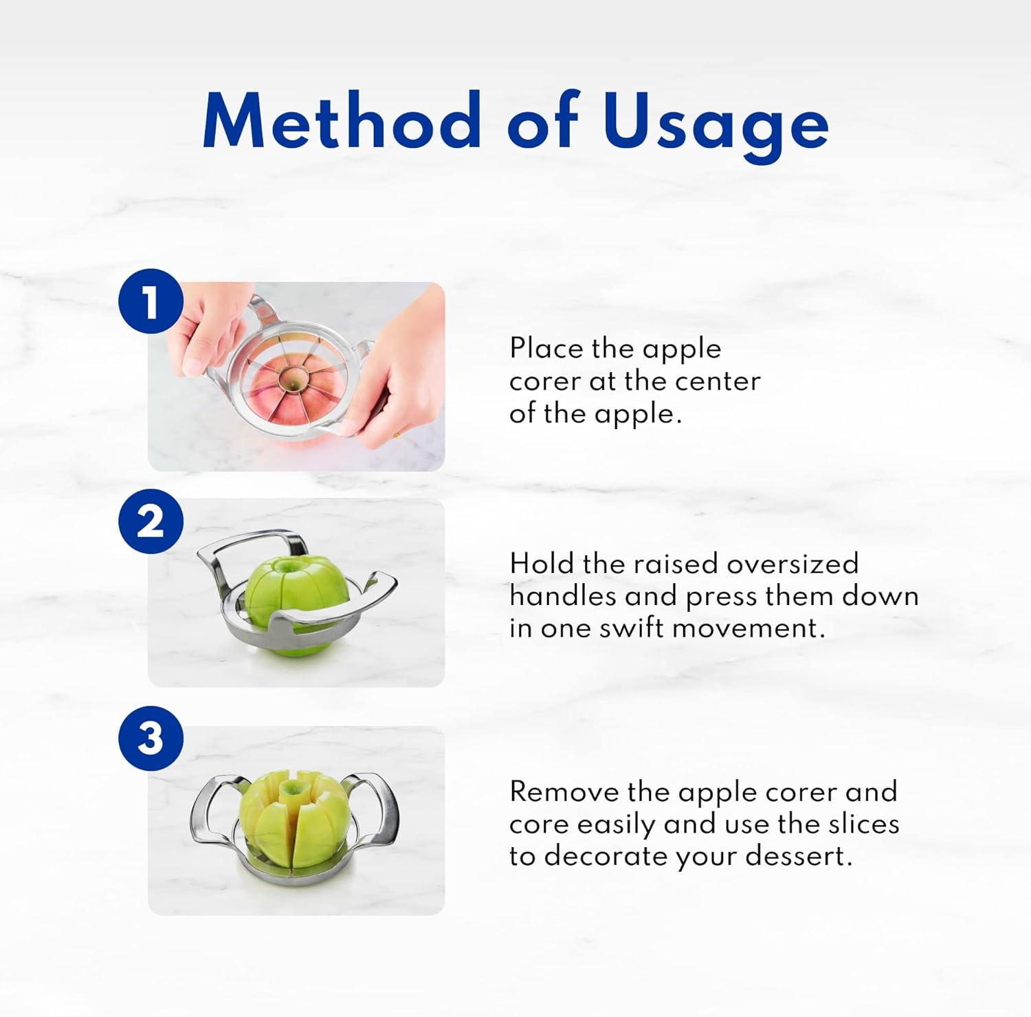 Stainless Steel Apple Corer and Divider with Oversized Handles