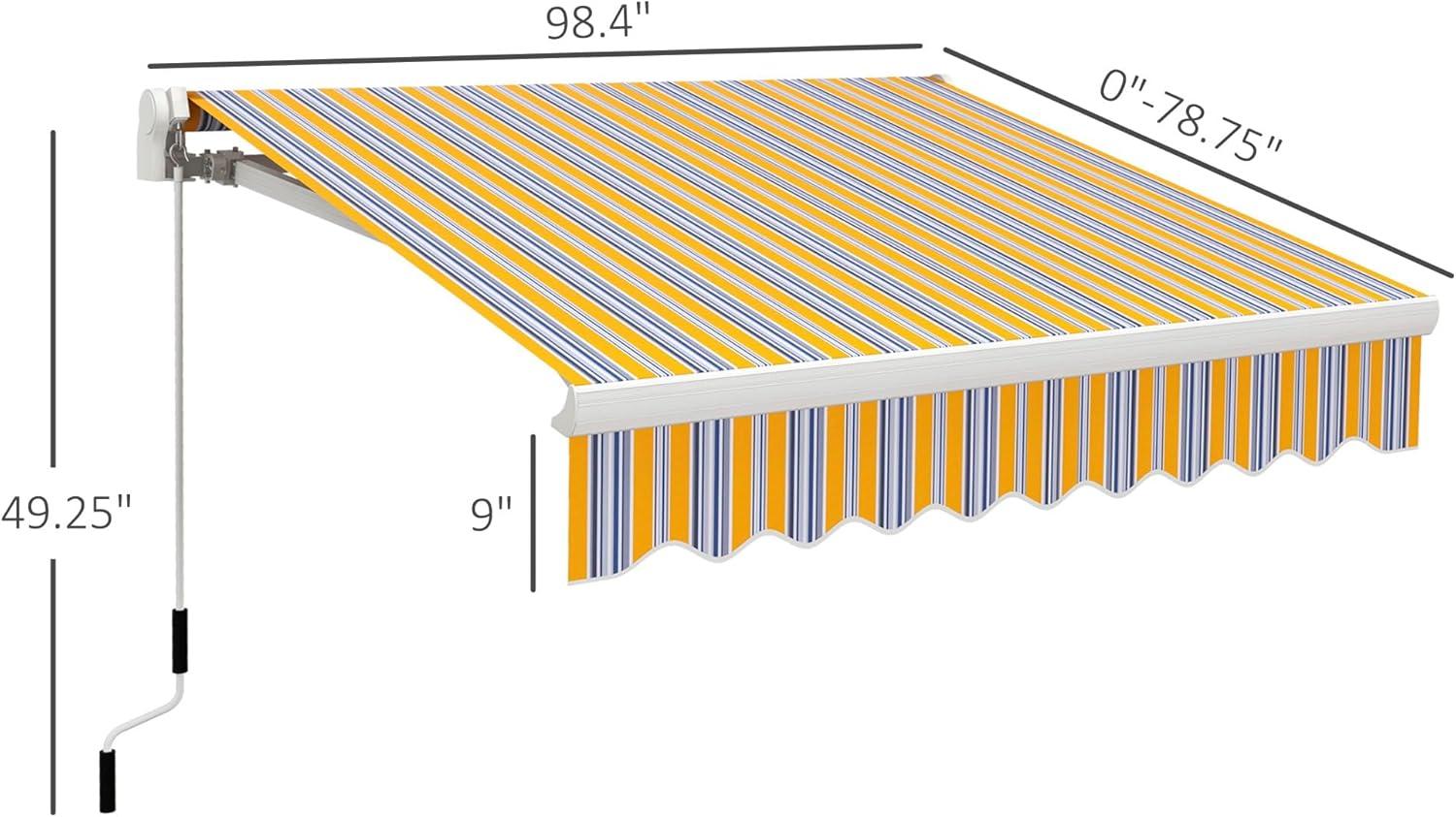 Outsunny 96'' W x 2'' D Fabric Yellow/Blue Cover Retractable Patio Awning