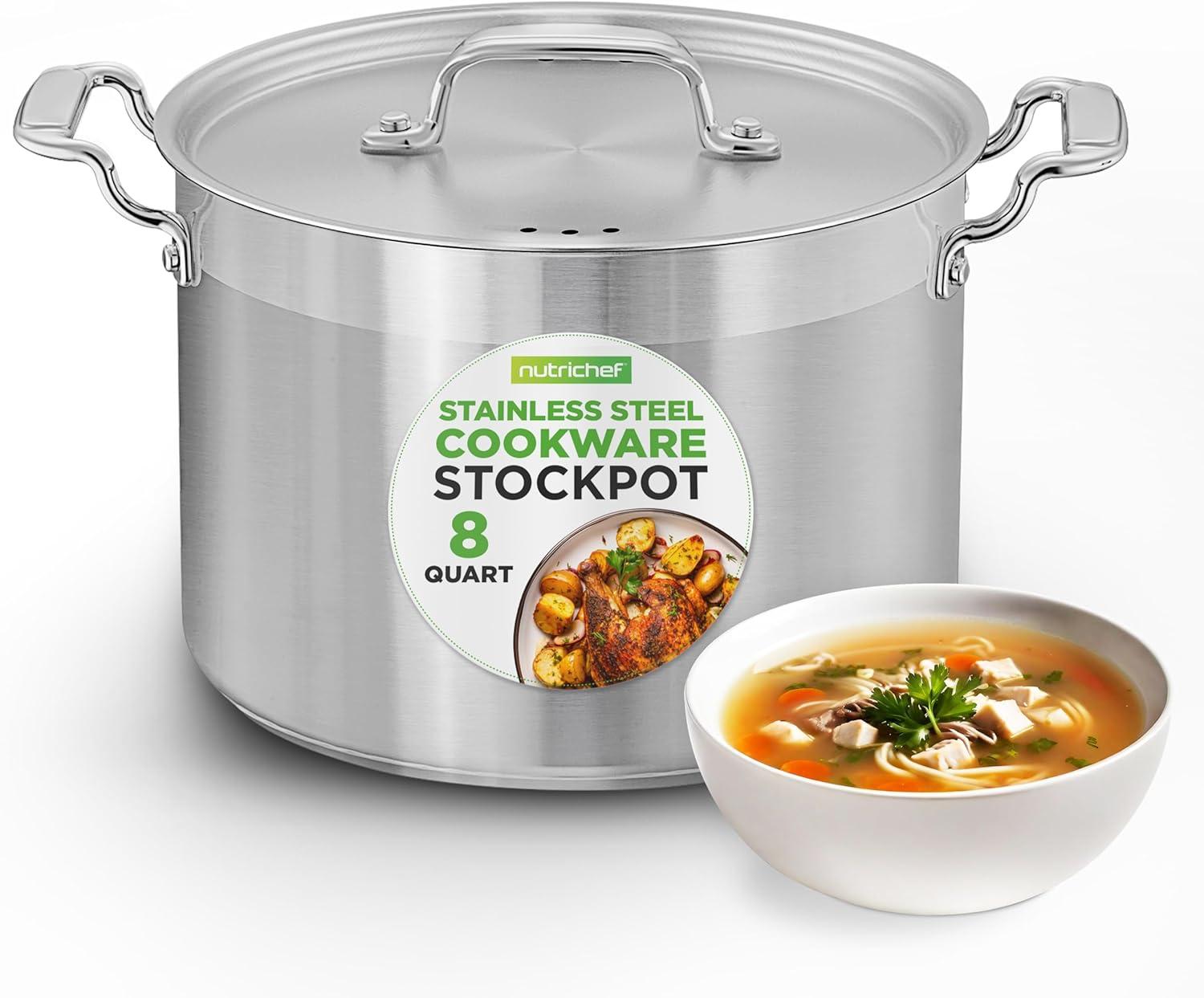 NutriChef 18/8 Heavy Duty Stainless Steel Large Stock Pot