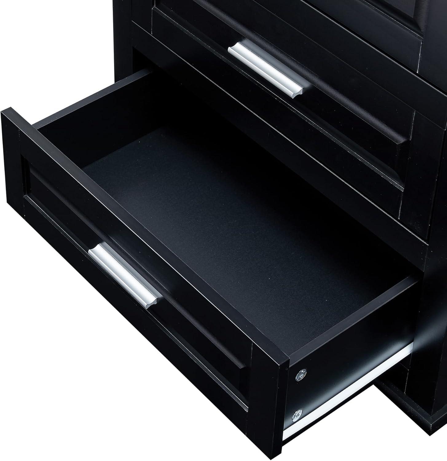 Tall Black MDF Office Storage Cabinet with Adjustable Shelves