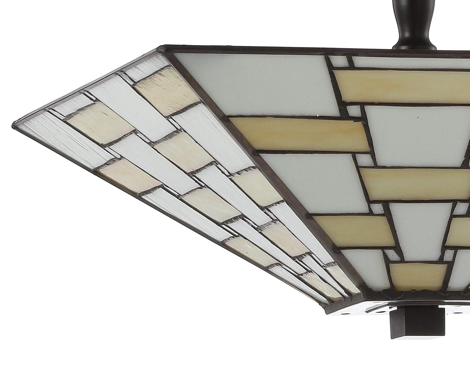 Jason 15.7 in. Tiffany-Style Glass/Metal White/Cream LED Semi-Flush Mount
