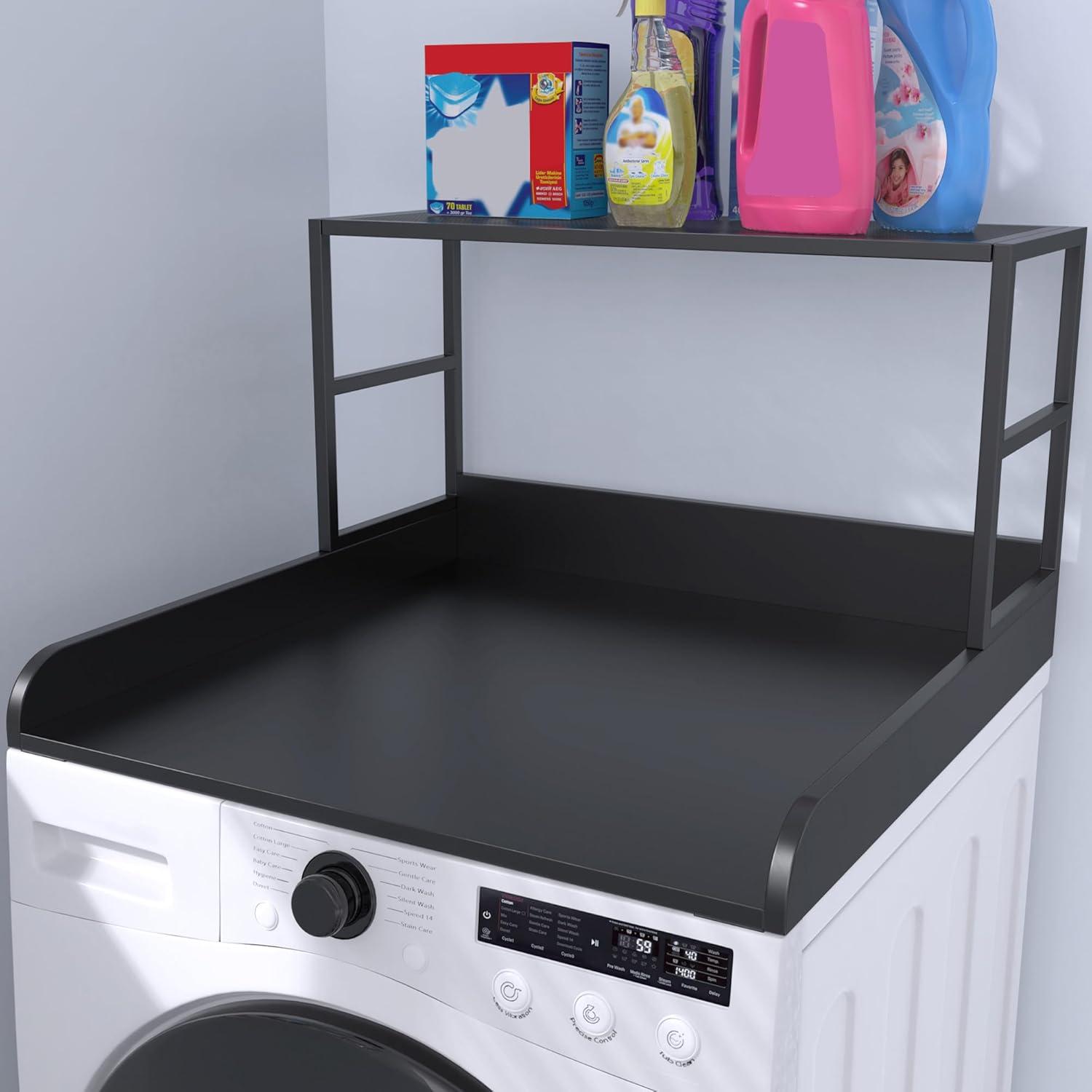 Black Expandable Washer Dryer Countertop with Metal Shelf