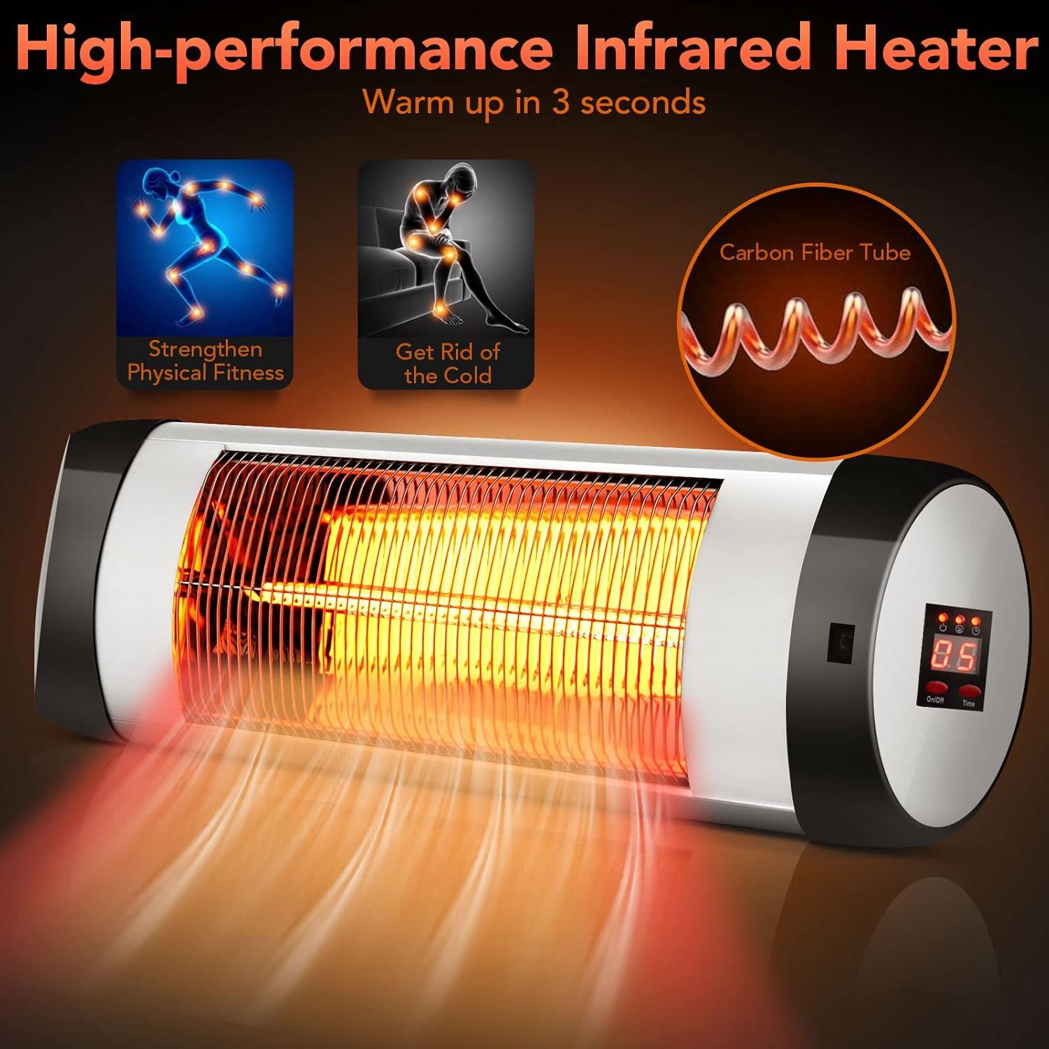 Kadyn Space Heaters, Heater, Small Portable Heater,1500W Wall-Mounted Electric Heater Patio Infrared Heater with Remote Control