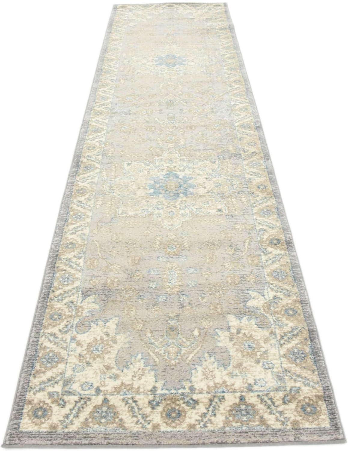 Unique Loom 2' 7 x 10' 0 Runner Gray Salzburg Altstadt Area Rug
