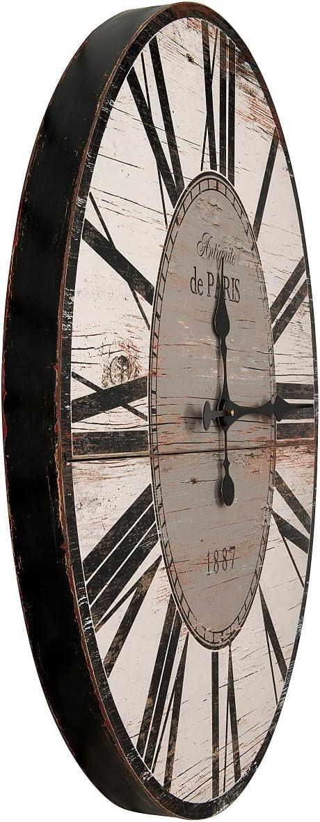 Woven Paths 29" Oval Distressed White Wood Wall Clock