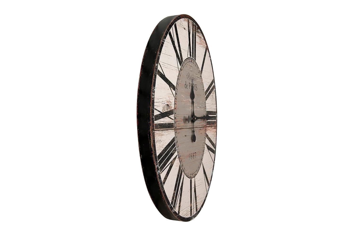 Woven Paths 29" Oval Distressed White Wood Wall Clock