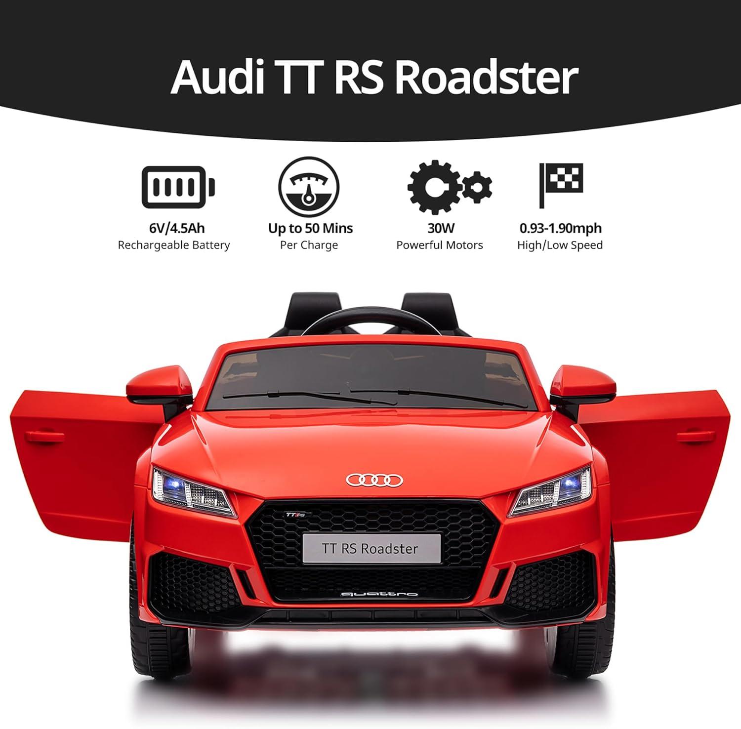 Electric Car for Kids, Licensed Audi 6V Ride on Toy Car for Toddlers with Remote, Bluetooth