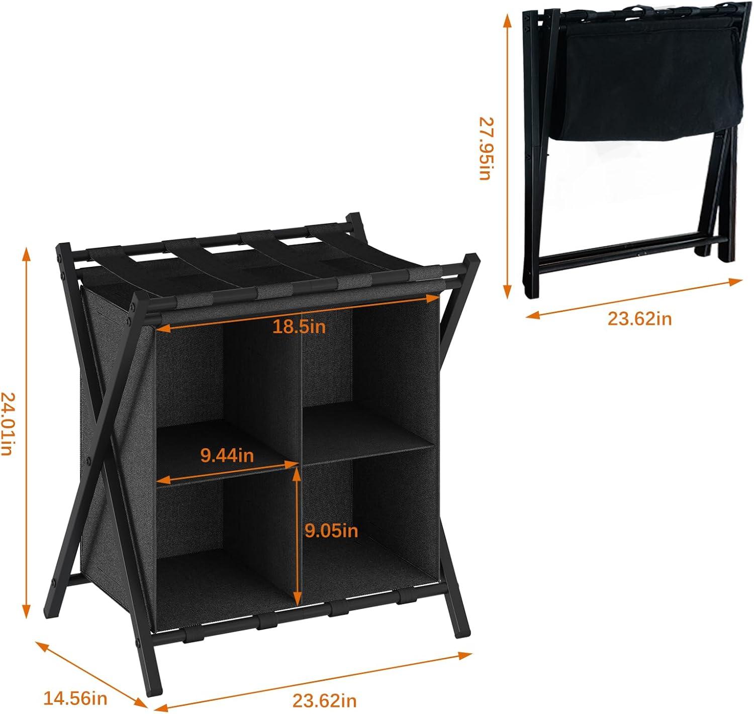 aboxoo Luggage Rack with storage, Guest Room Folding Suitcase Stands, Holds up to 120 lb, Space Saving Suitcase Holders for guest room, Bedroom Hotel, Gold