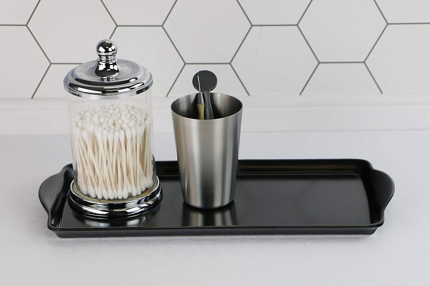 Elegant Black Melamine Rectangular Tidbit Serving Tray