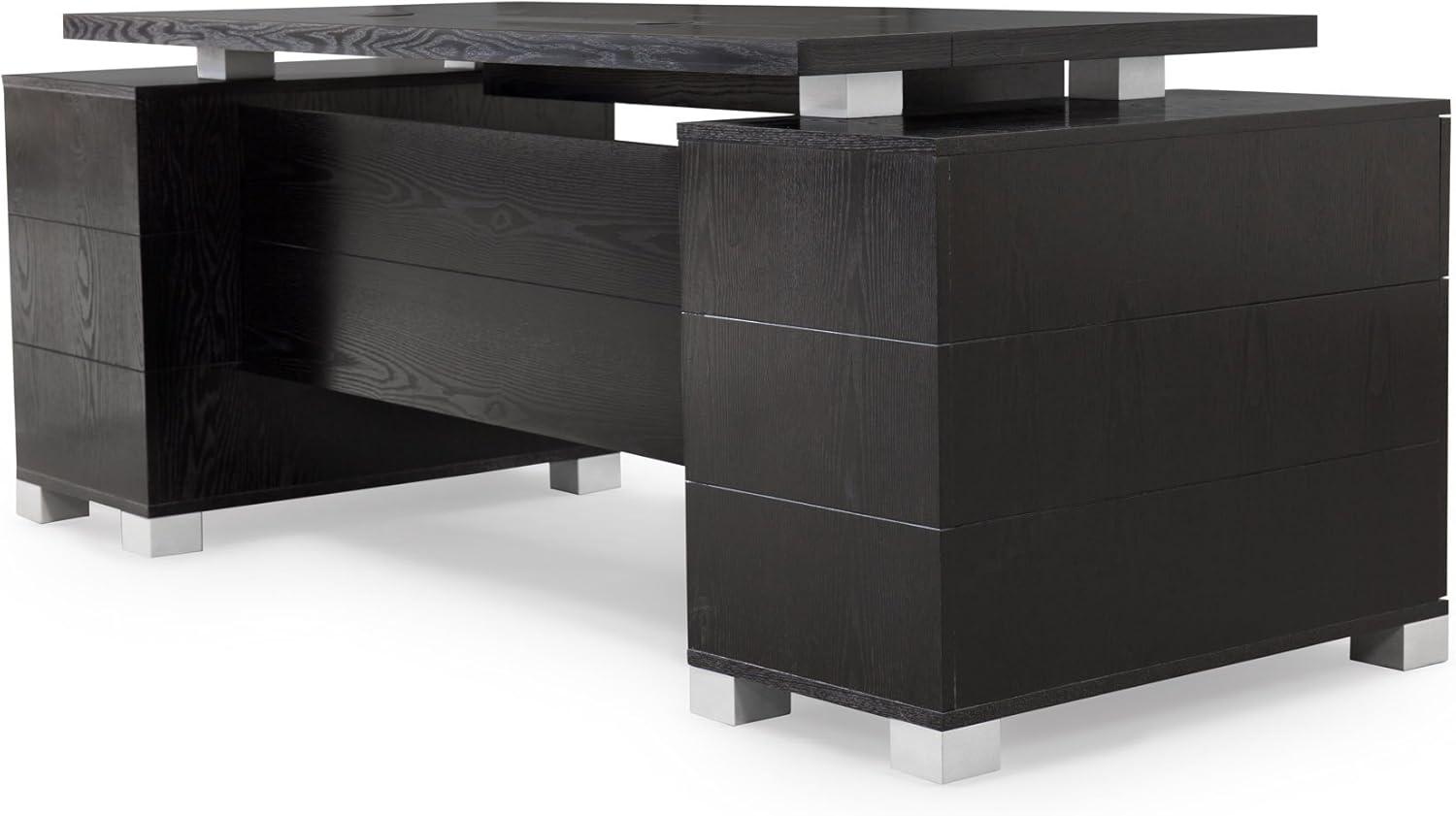 ZURI 79" Modern Ford Executive Desk with Filing Cabinets - Black