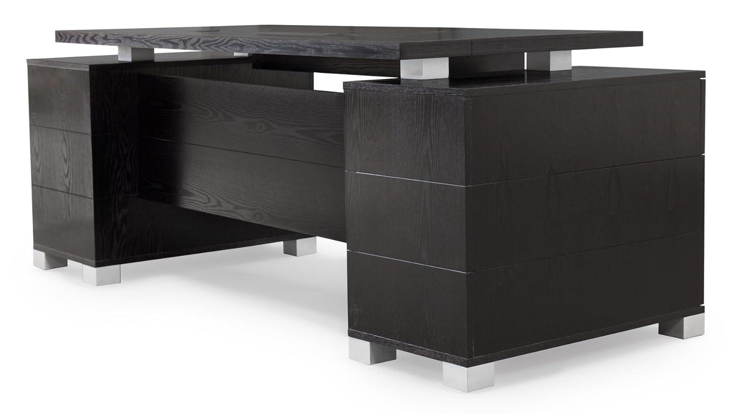 ZURI 79" Modern Ford Executive Desk with Filing Cabinets - Black