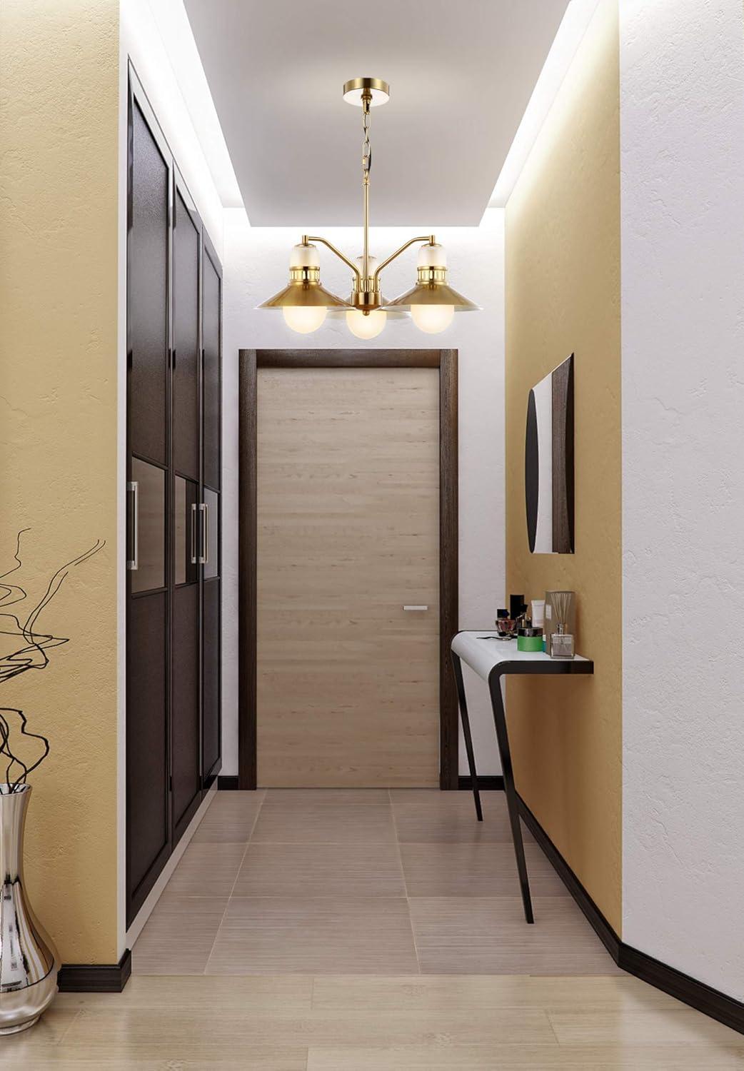 JONATHAN Y JYL6122A Colin 3-Light 22" Adjustable Iron/Glass Retro Hurricane LED Chandelier, Contemporary, Glam for living room, dinning room, bedroom, office Bulb Included, Brass Gold