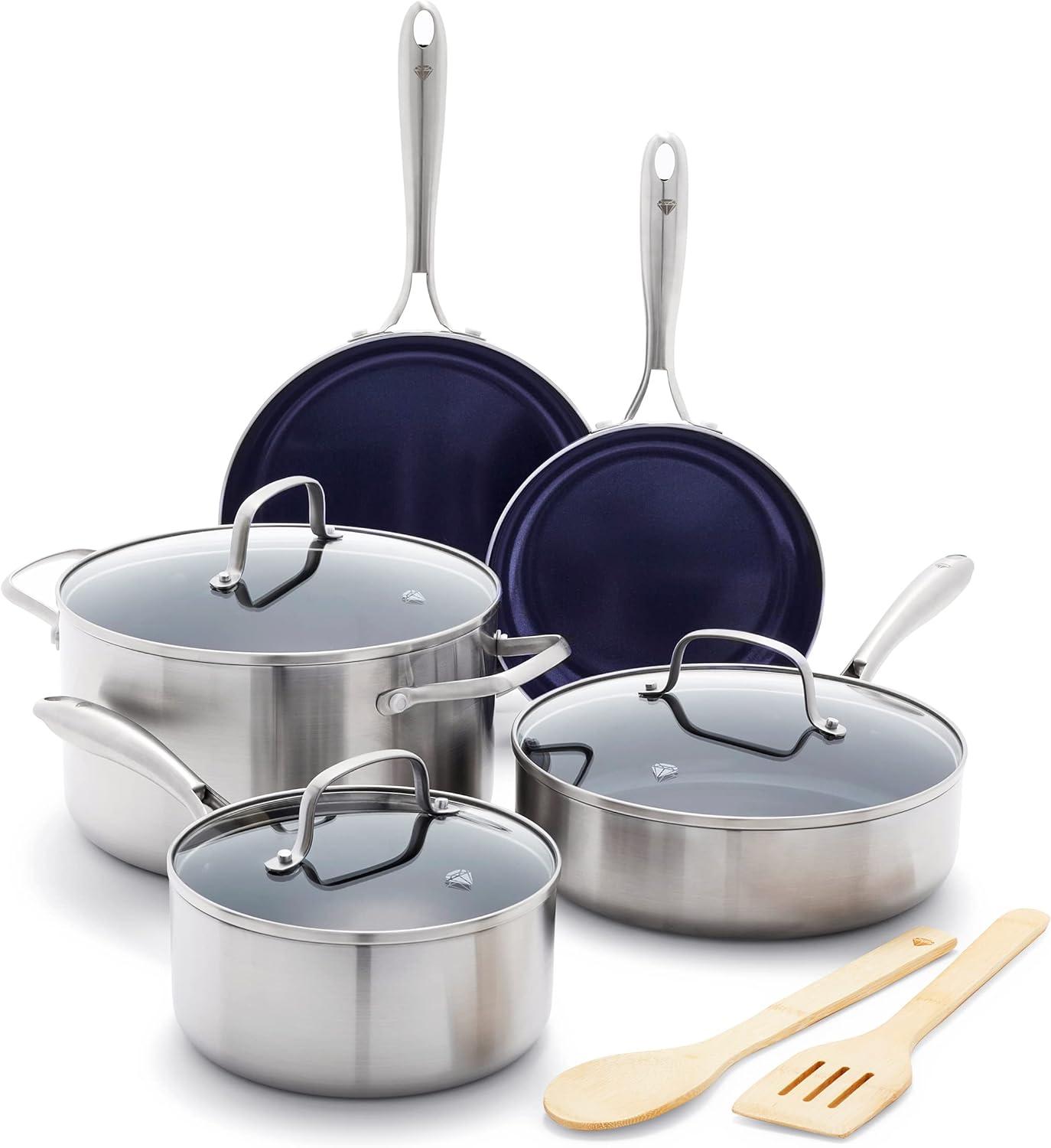 Blue Diamond HD Stainless Steel Clad Pro 10-Piece Set