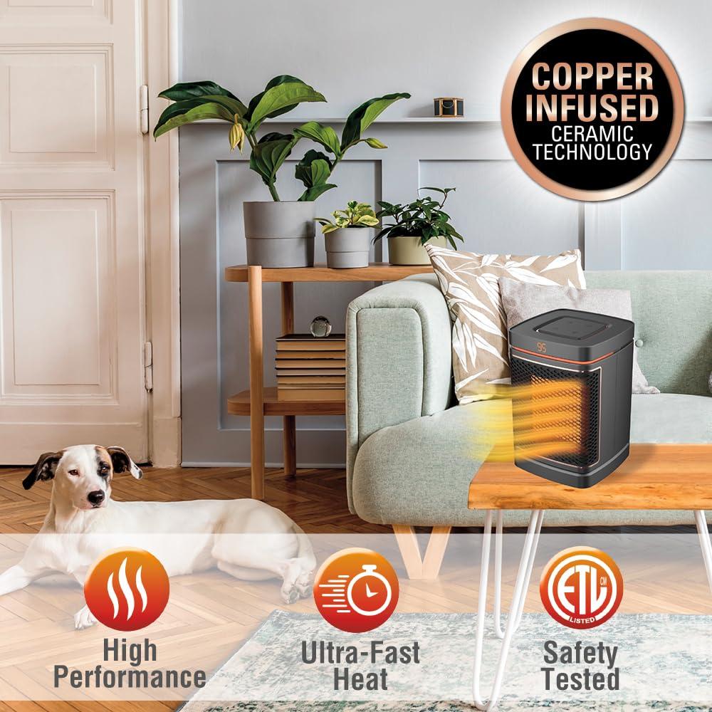 Handy Heater Gray 1500W 3 Speed Automatic Shutoff Ceramic Heater for 250 sq ft