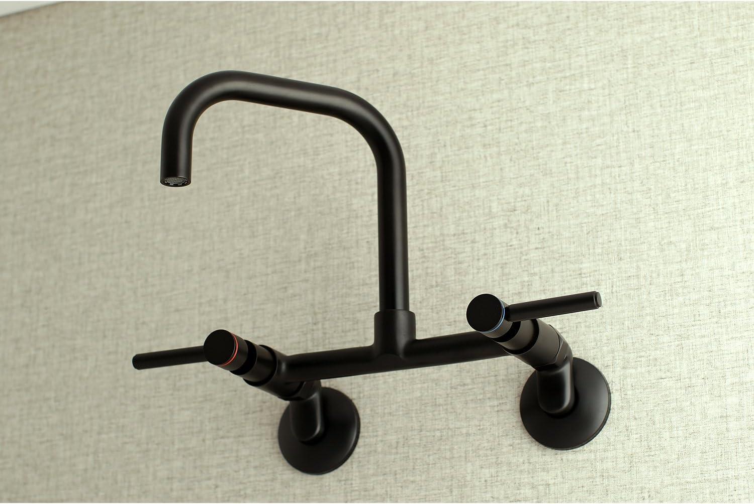 Concord Adjustable Matte Black Wall-Mount Kitchen Faucet