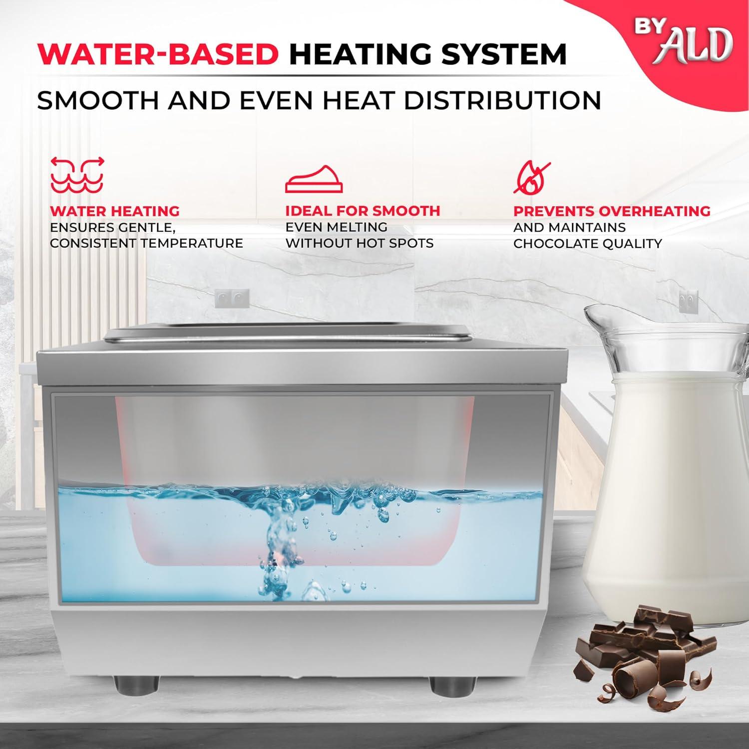 Chocolate Fondue Machine with Manual Control | Stainless steel Professional Small Chocolate Tempering Machine for Home and Commercial Use