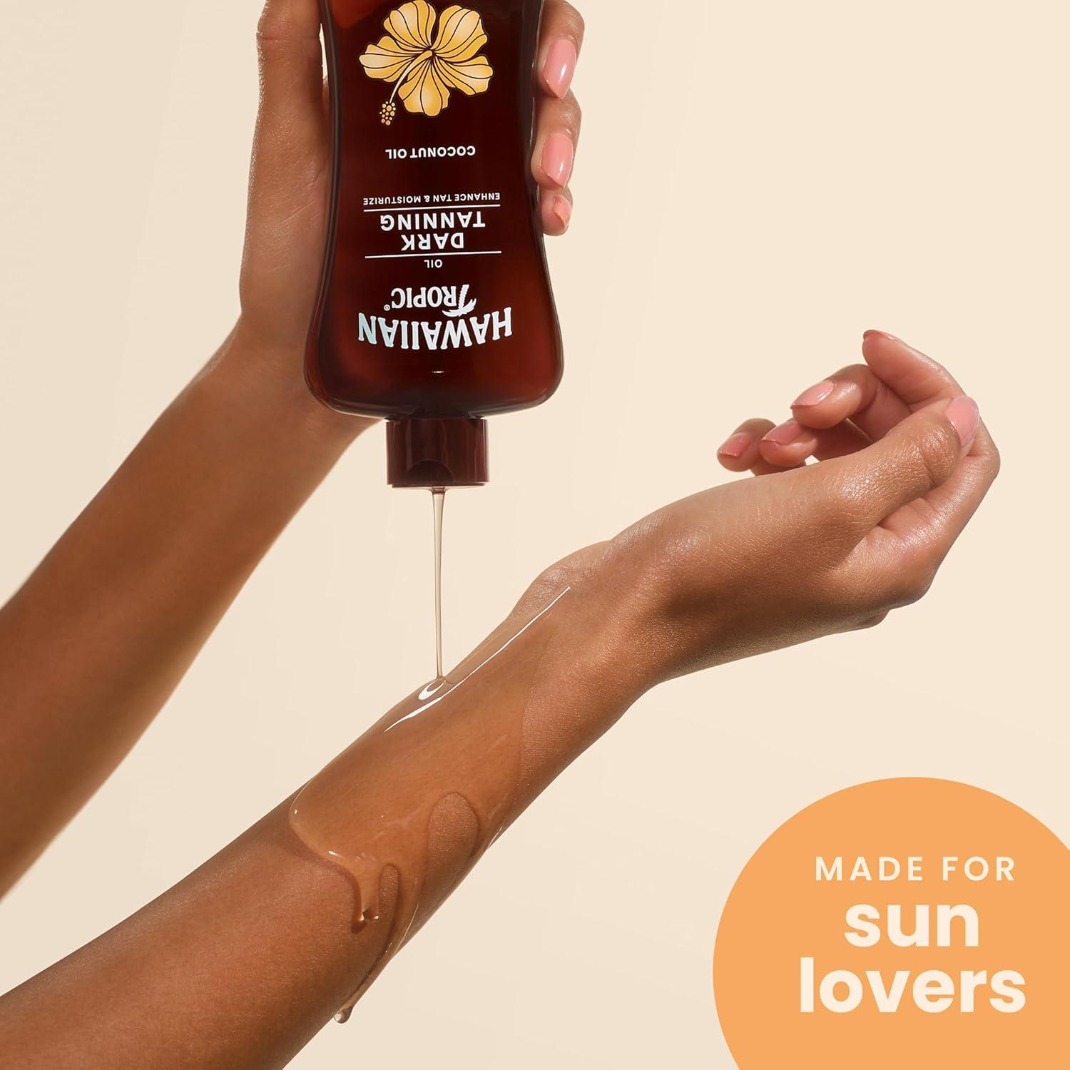 Hawaiian Tropic Dark Tanning Oil, 8oz | Moisturizing Body Oil, Tan Enhancer, Cocoa Butter Oil, Coconut Oil for Skin, Oxybenzone Free, 8oz each Twin Pack C14