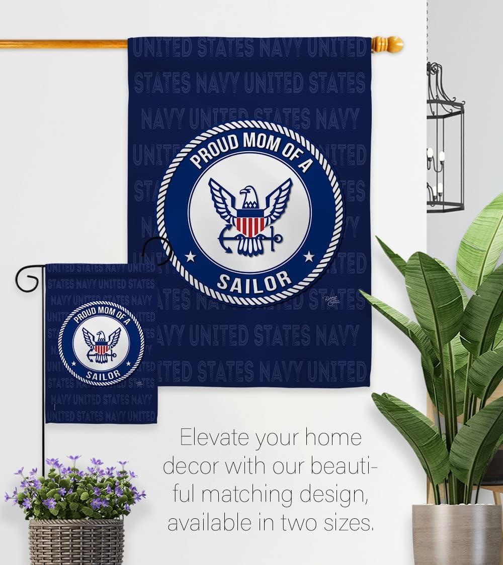 Proud Mom Sailor Garden Flag - Armed Forces Navy USN Seabee United State American Military Veteran Retire Official - House Decoration Banner Small Yard Gift Double-Sided Made In USA 13 X 18.5