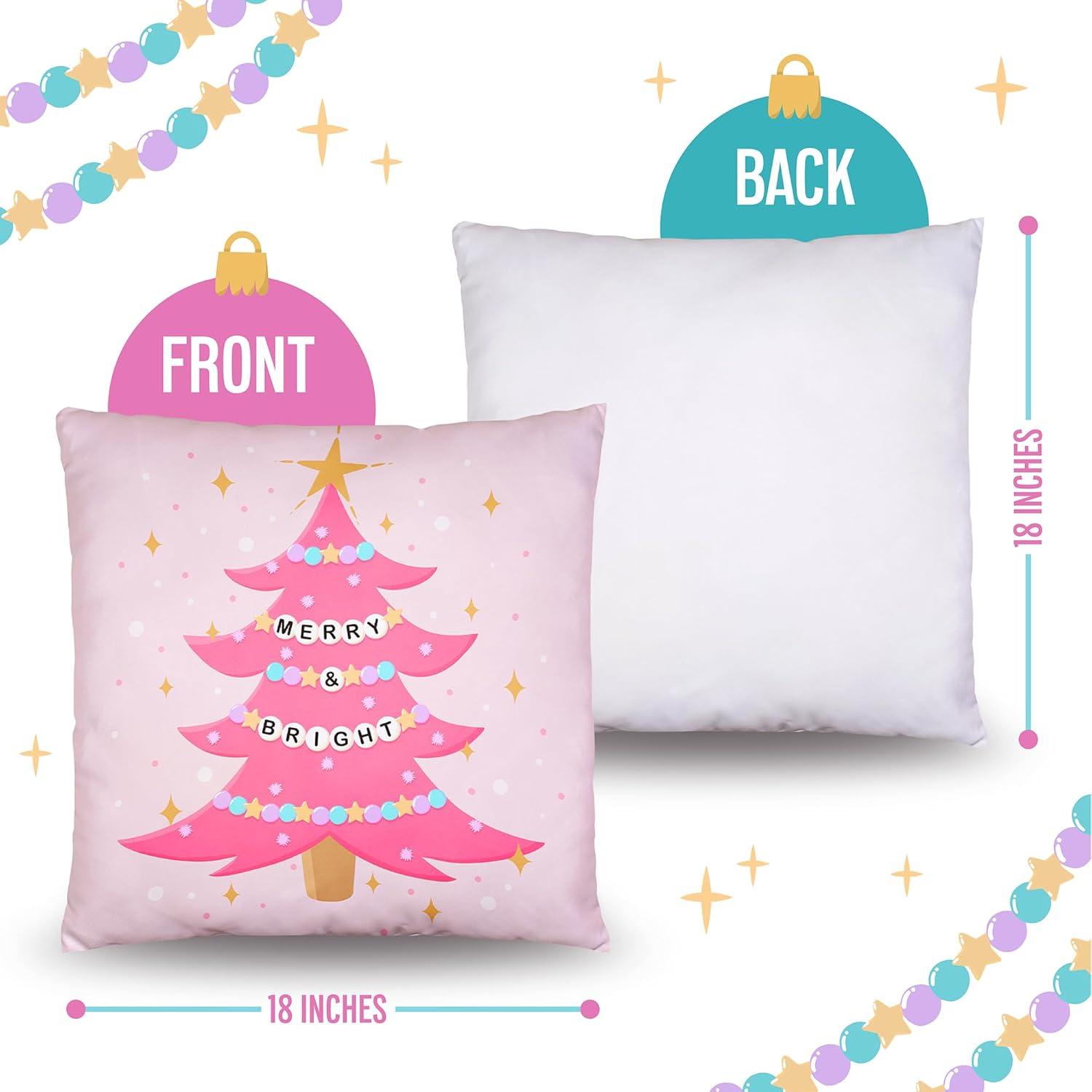 Pink Christmas Pillow Covers 18 x 18 Inch Set of 4 Striped Christmas Decorations Pink Christmas Tree Santa Claus Farmhouse Holiday Hello Winter Let it Snow Throw Pillows Cushion Case for Sofa Couch