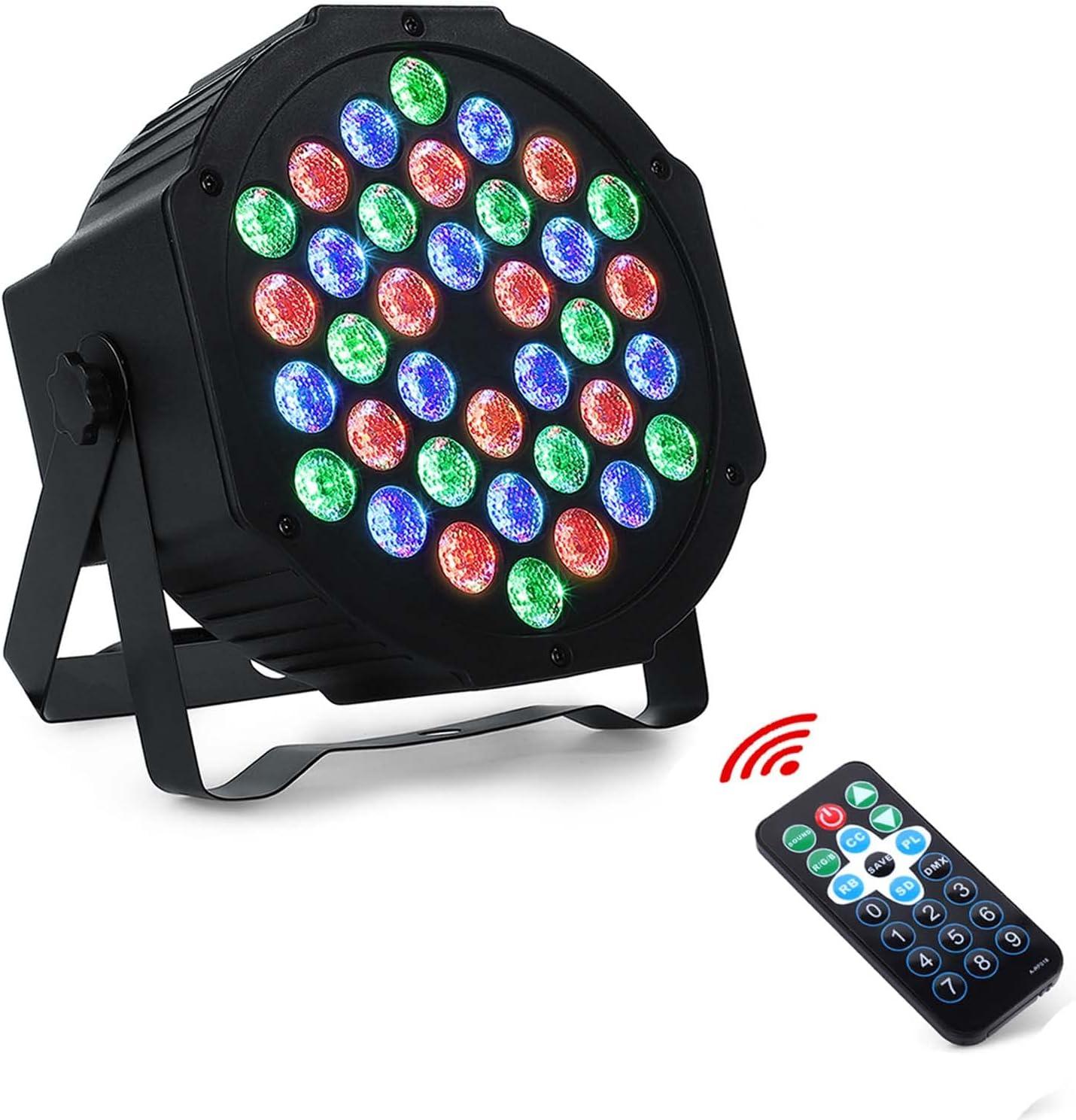 36 LED Stage Lights,4 Pack RGB DJ Par Light w/ Remote & DMX Controlled Sound Uplights for Wedding Birthday Christmas Holiday Dance Party Stage Lighting