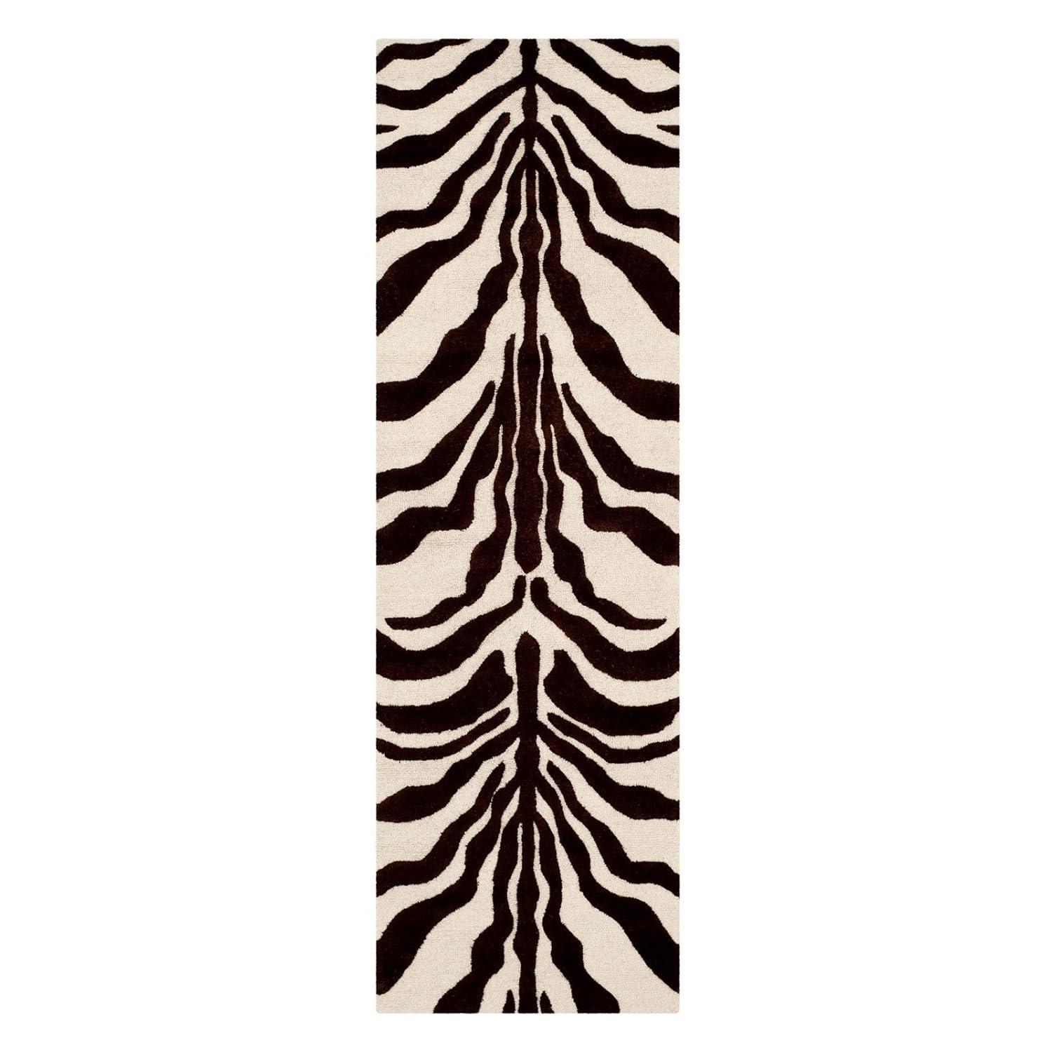 SAFAVIEH Cambridge Leah Animal Stripes Wool Area Rug, Ivory/Brown, 5' x 8'