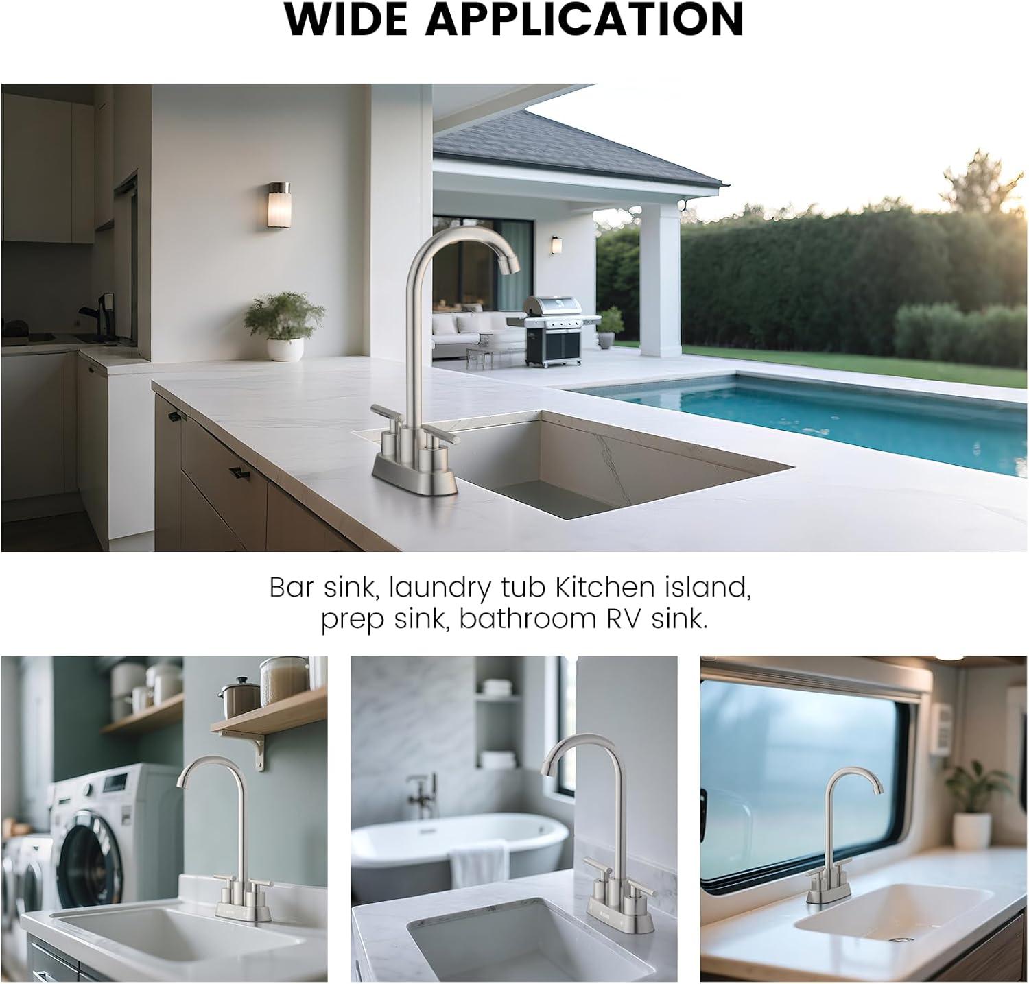 Brushed Nickel Kitchen Sink Faucet with Pull Down Sprayer Single Handle Single Hole Mixer Tap