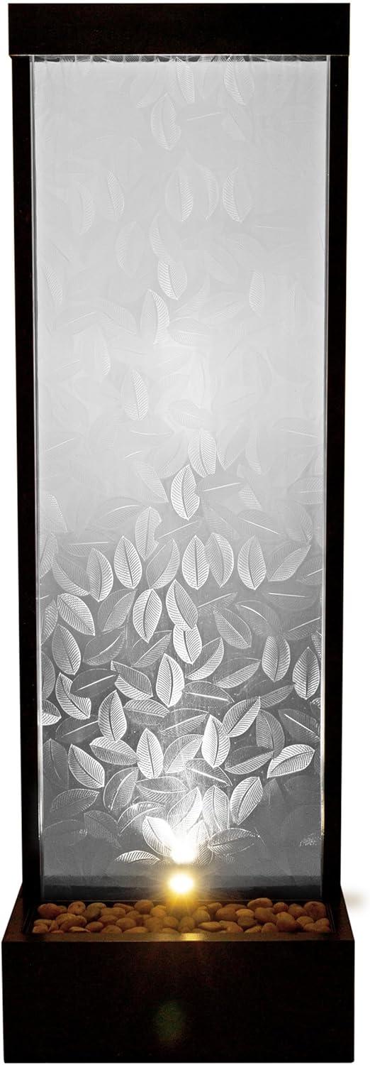Alpine Corporation 72" Clear Glass Panel with Embossed Leaves Waterfall Fountain: Freestanding, Electric, Indoor/Outdoor Use