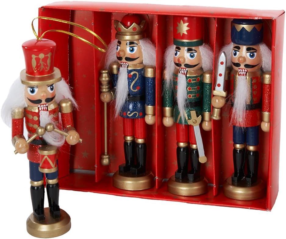 Kurt Adler Wooden Nutcracker Ornament 4-Piece Box Set, 5-Inch