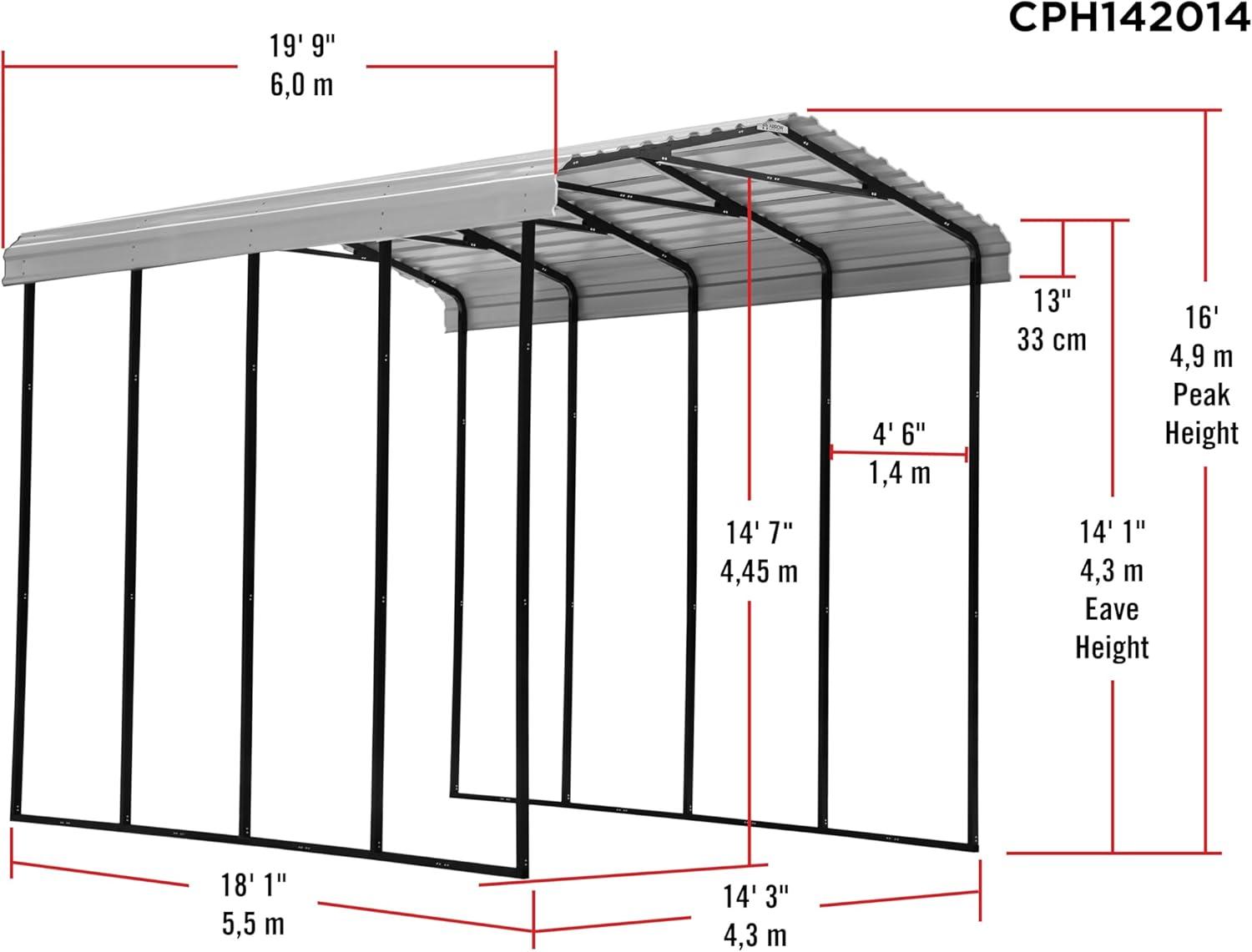 Arrow Arrow Carport, 14 ft. x 20 ft. x 14 ft.