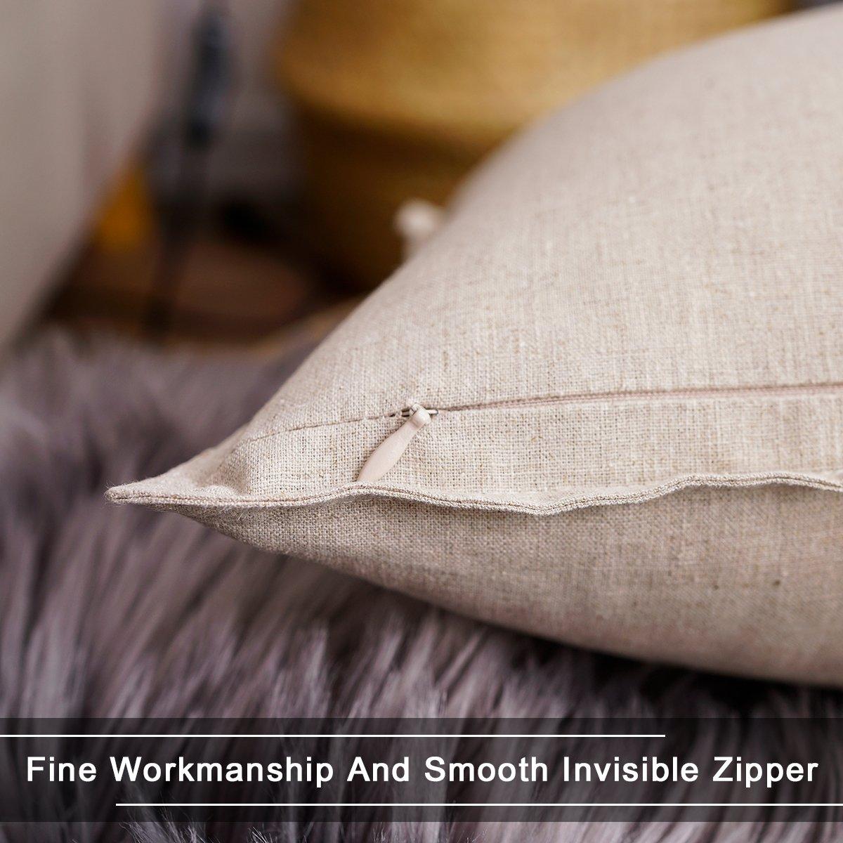 Jeanerlor 12"x20" Cotton Linen Decorative Lumber Throw Pillow Case Cushion Cover Set with Twin Needles Stitch on Edge for Father's Day,(30 x 50cm), 2 Pcs, Light Linen