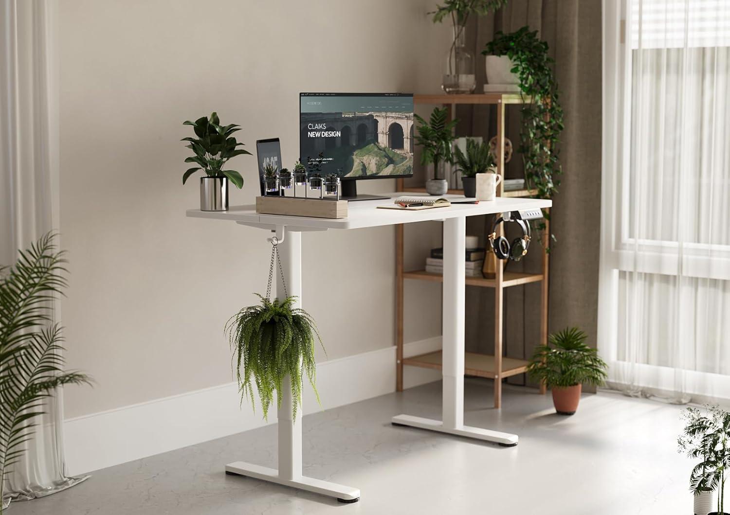 Electric Standing Desk Adjustable Height - Rolling Sit to Stand Desks on Wheels - Mobile Standup Computer Table 48 Inch Brown One Piece Desktop and Rising Frame with Storage for Home Office & Gaming