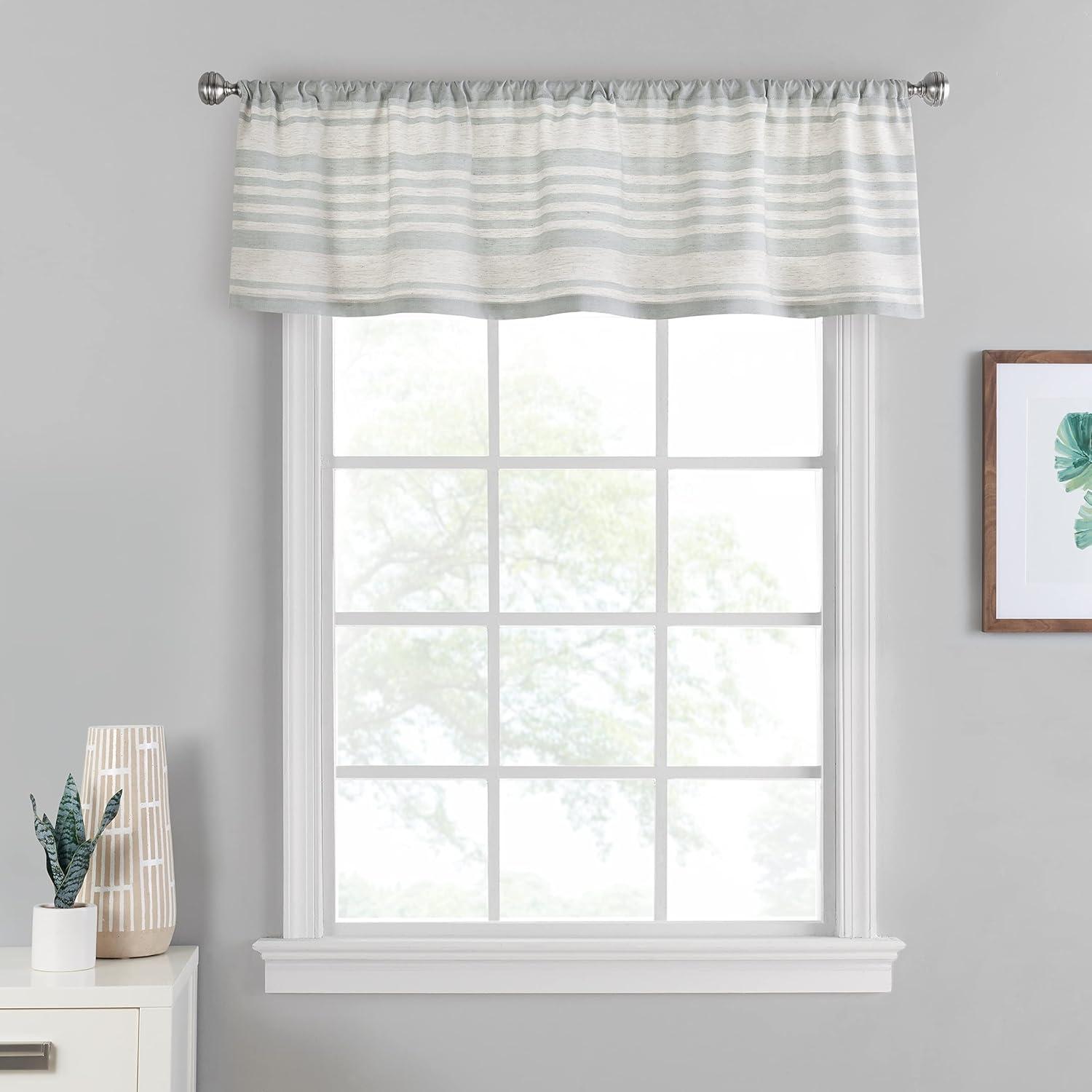 Spa Striped Polyester Rod Pocket Valance