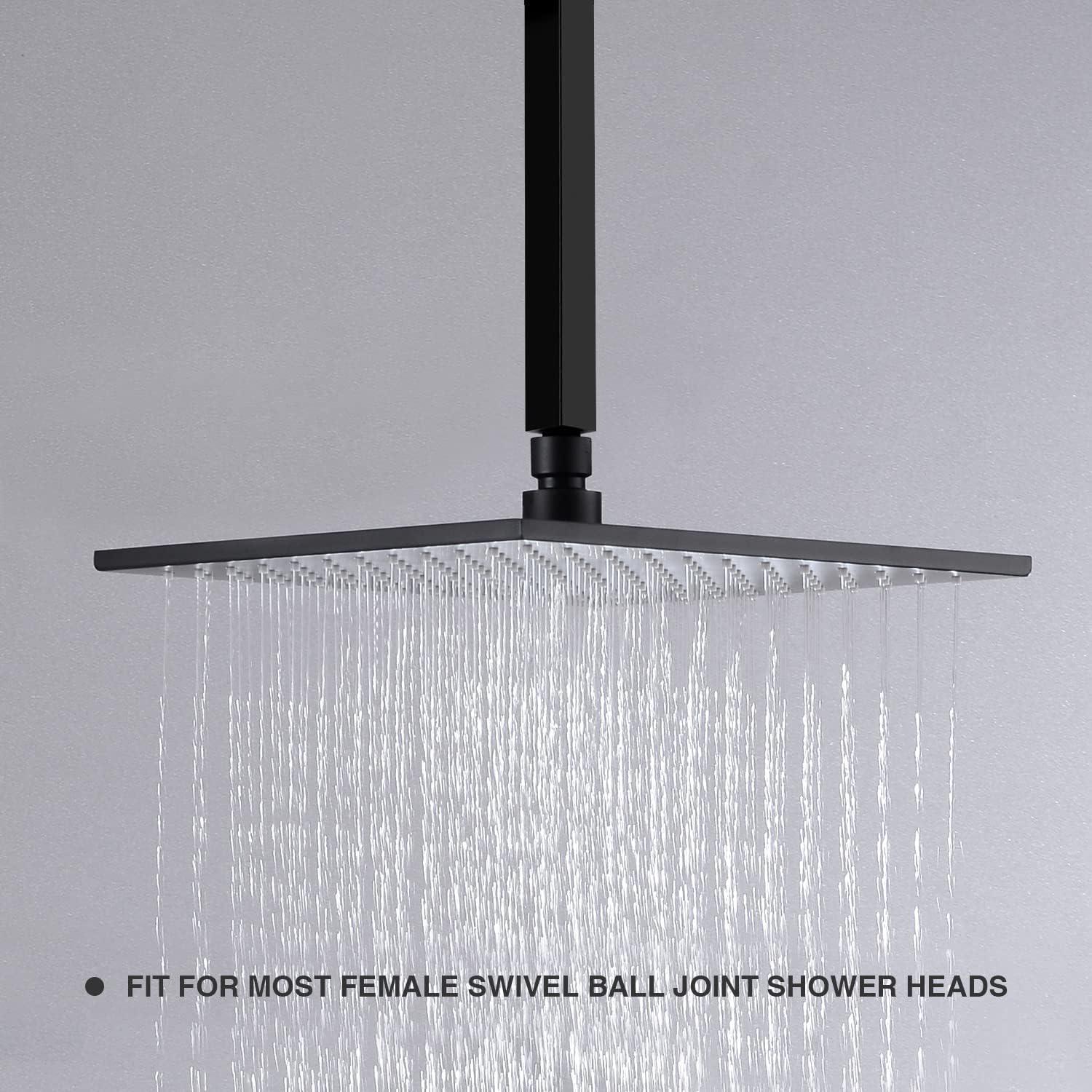 Matte Black 12-Inch Ceiling Mounted Square Shower Arm