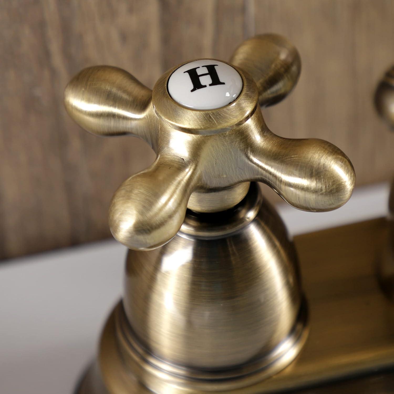 Kingston Brass Kingston Brass Heritage Two-Handle 3-Hole Deck Mount 4" Centerset Bathroom Faucet with Plastic Pop-Up KB1601AX