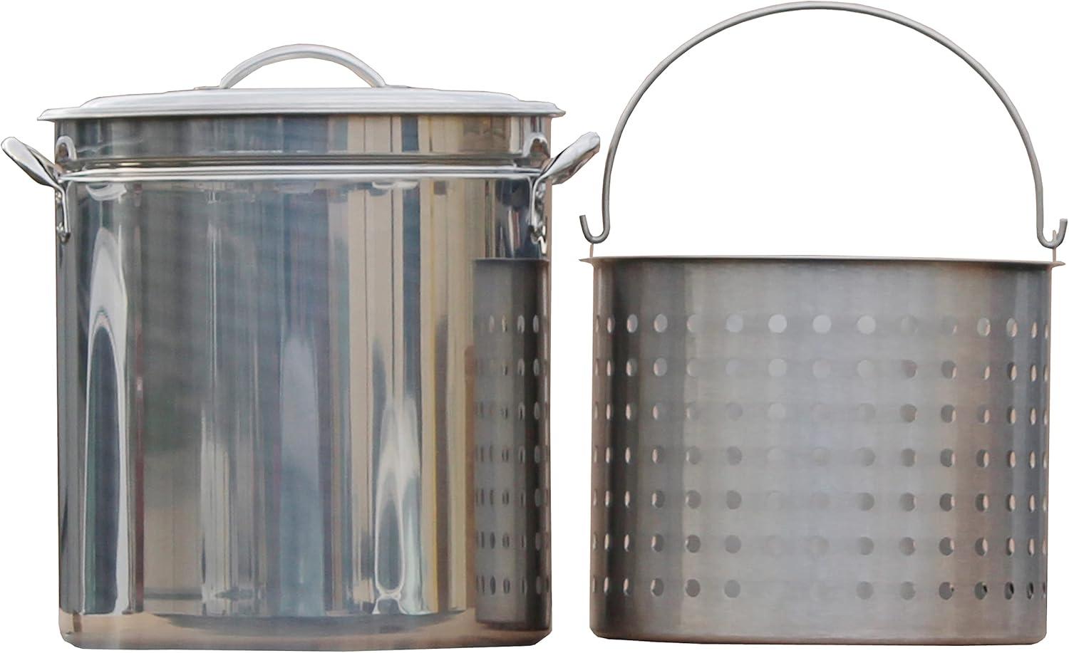 24-Quart Stainless Steel Boiling Pot with Basket Insert