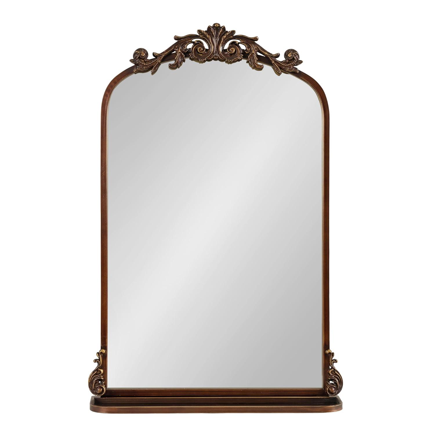Kate & Laurel All Things Decor 21"x32" Arendahl Traditional Arch Mirror with Shelf Bronze: Elegant Wall-Mounted Metal Frame
