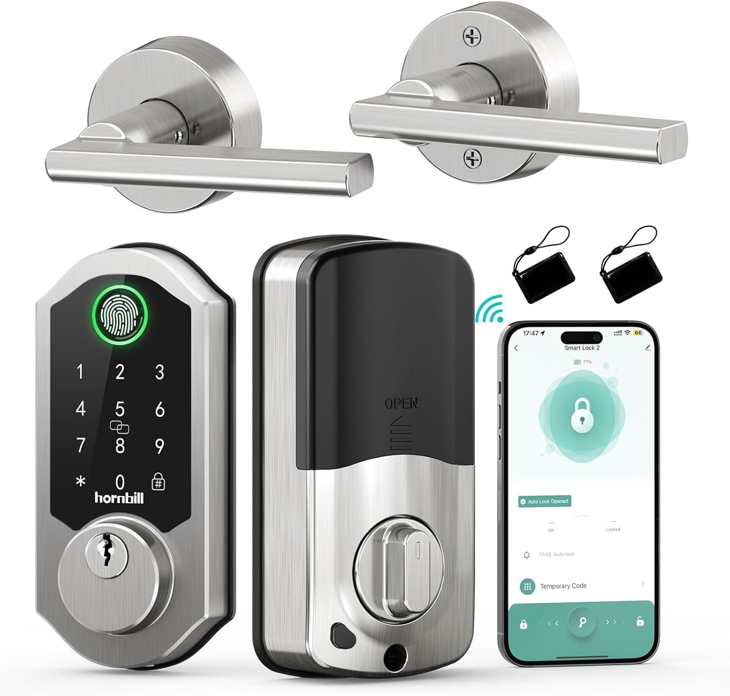 Wi-Fi & Bluetooth Smart Lock, Keyless Entry Smart Front Lock, hornbill Touch Screen Keypads, App Control, Auto Lock, Compatible with Alexa, Remotely Control (Included G2 Gateway)