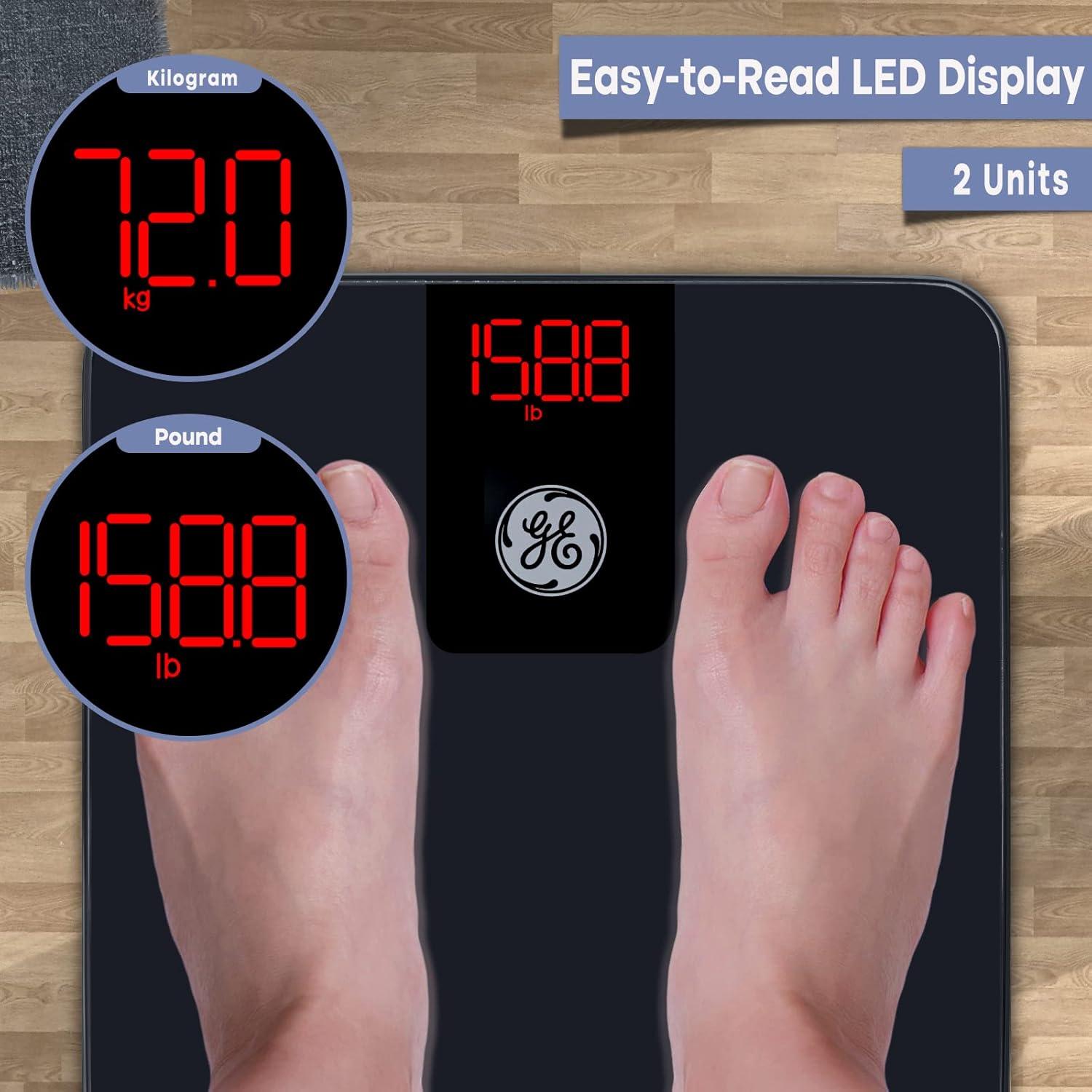 Black Digital Smart Floor Scale with LED Display and Bluetooth