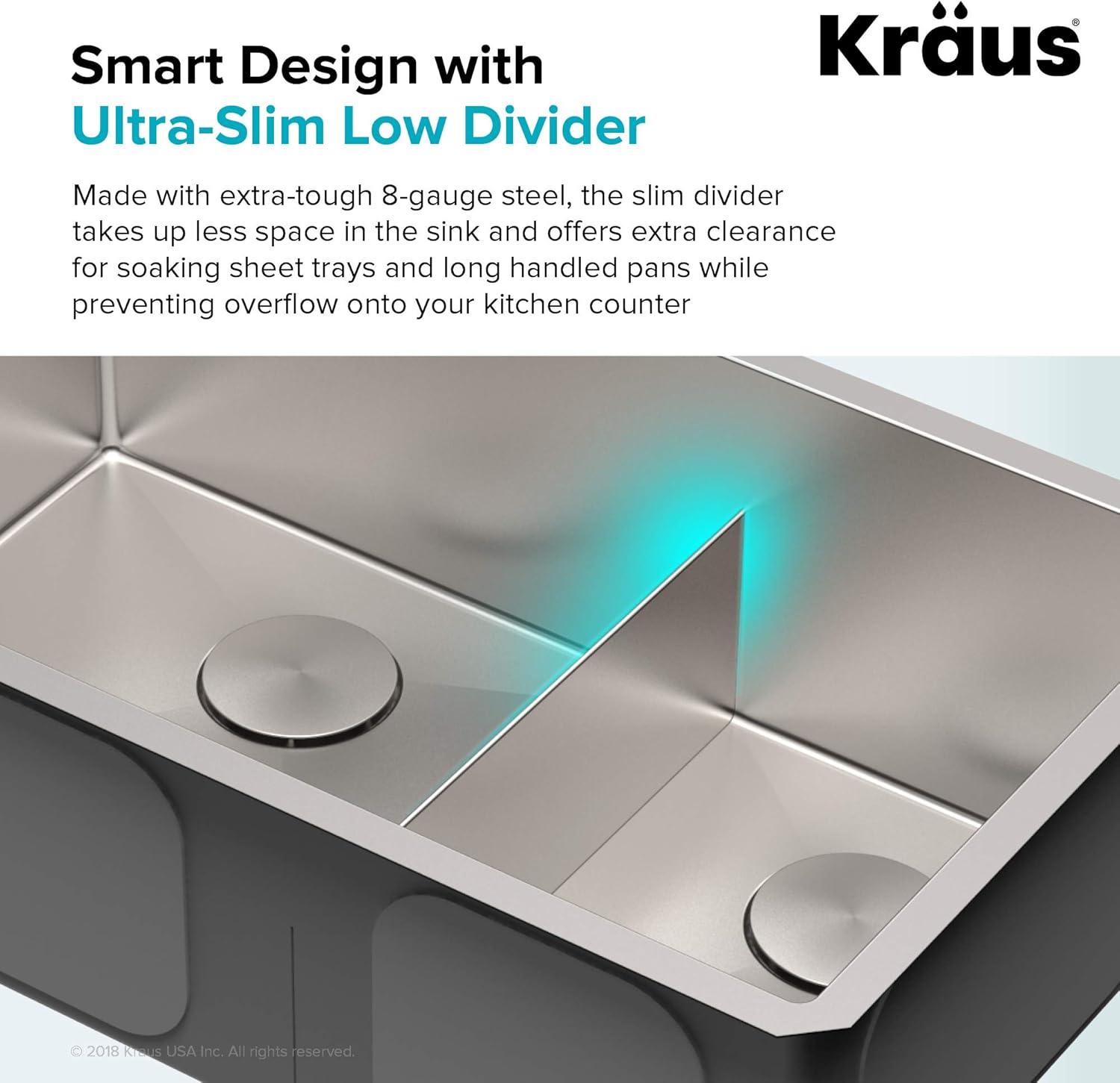 KRAUS Standart PRO™ Undermount 60/40 Double Bowl 16 Gauge Stainless Steel Kitchen Sink