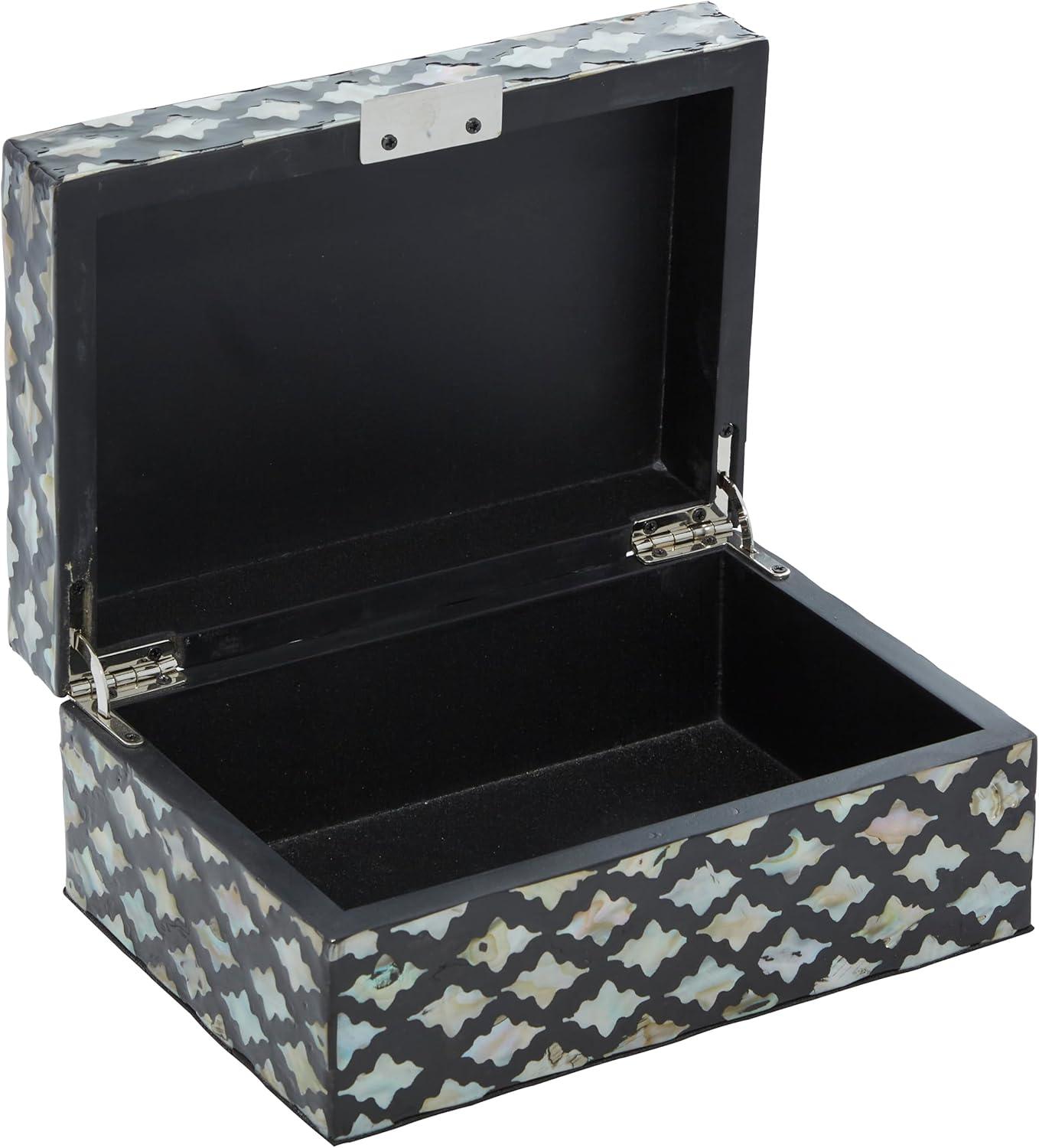 Black Mother of Pearl Inlay Decorative Wood Boxes, Set of 2