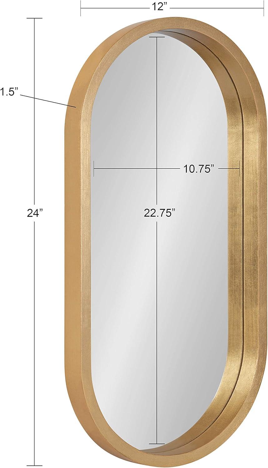 12" x 24" Travis Oval Wall Mirror Gold - Kate & Laurel All Things Decor: Modern MDF Frame, No Assembly Required