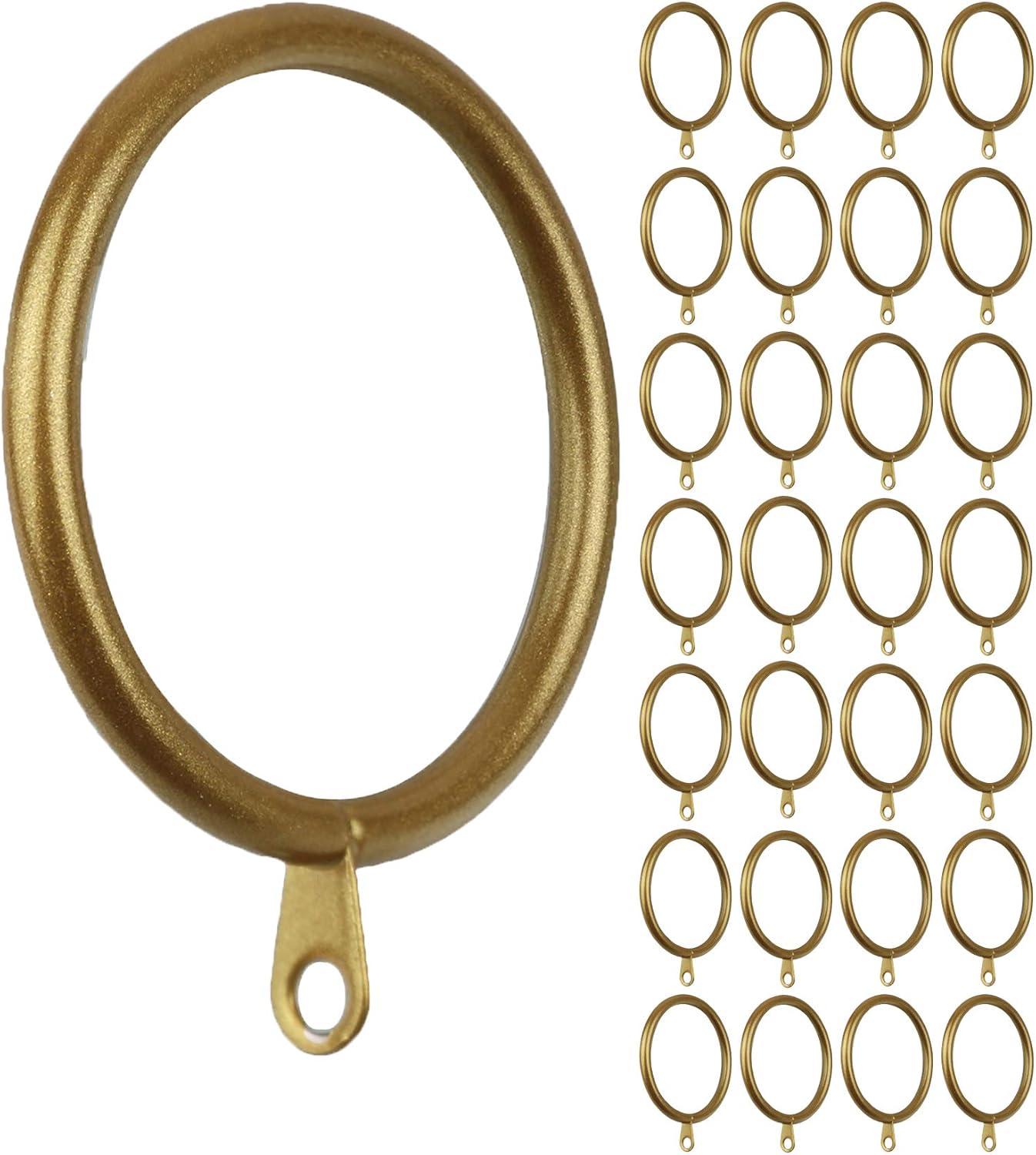 Gold 1.5-Inch Metal Curtain Rings with Eyelets, Set of 28