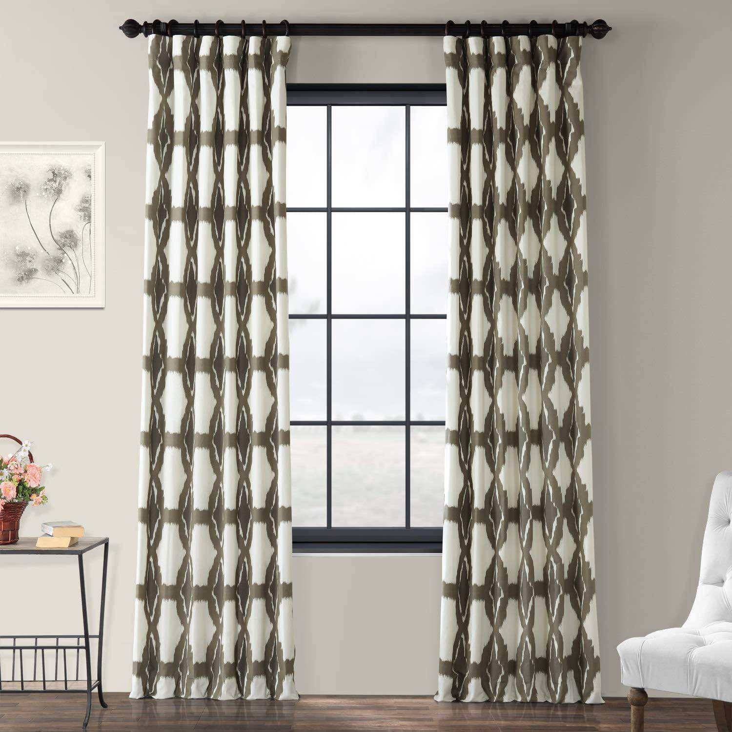 Mecca Blue Printed Cotton Curtain (1 Panel), Mecca Blue, 50W X 120L