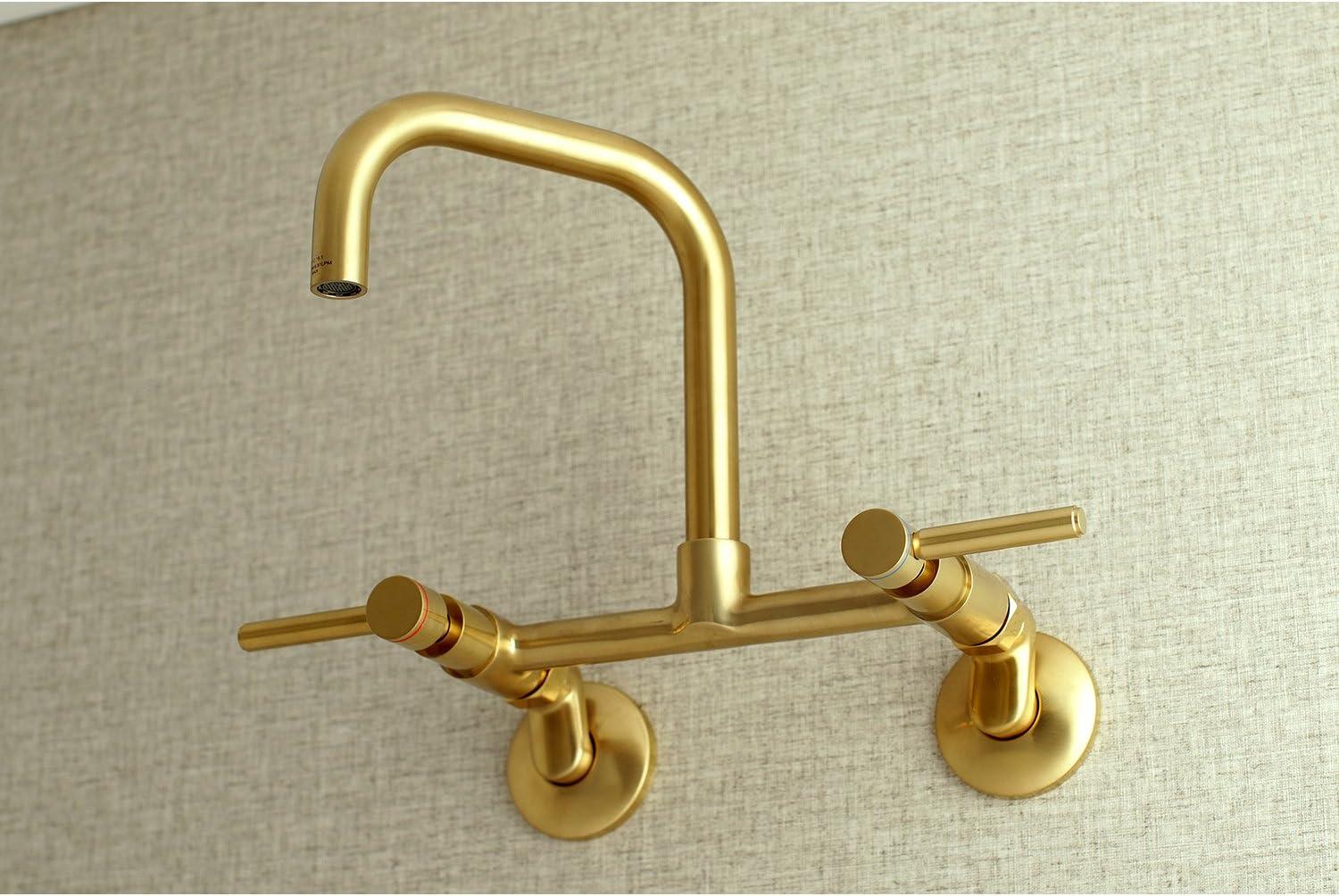 Kingston Brass Concord Double-Handle 2-Hole Wall-Mount Bridge Kitchen Faucet